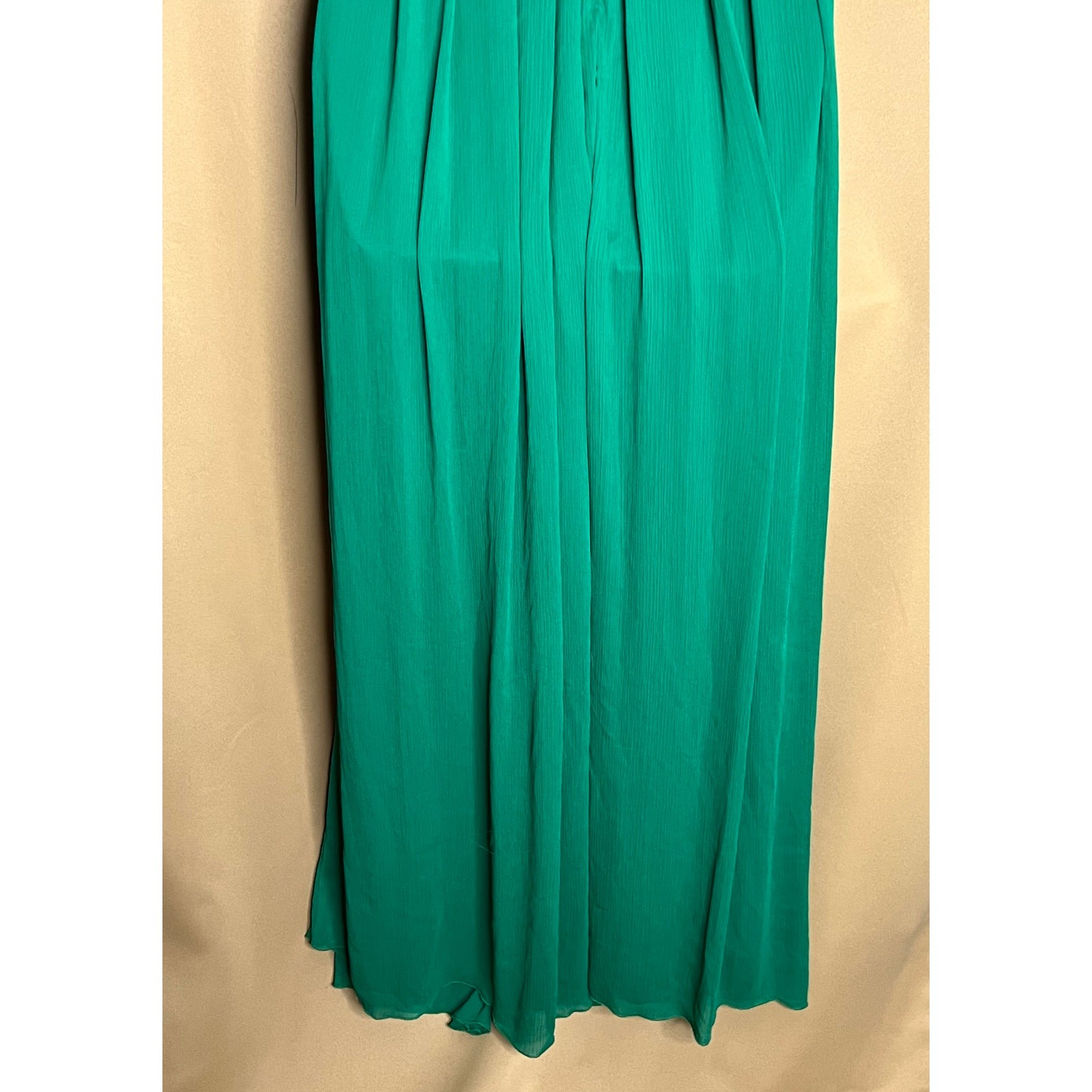 Badgley Mischka Green Strapless Flora Chiffon Gown 6 Flawed