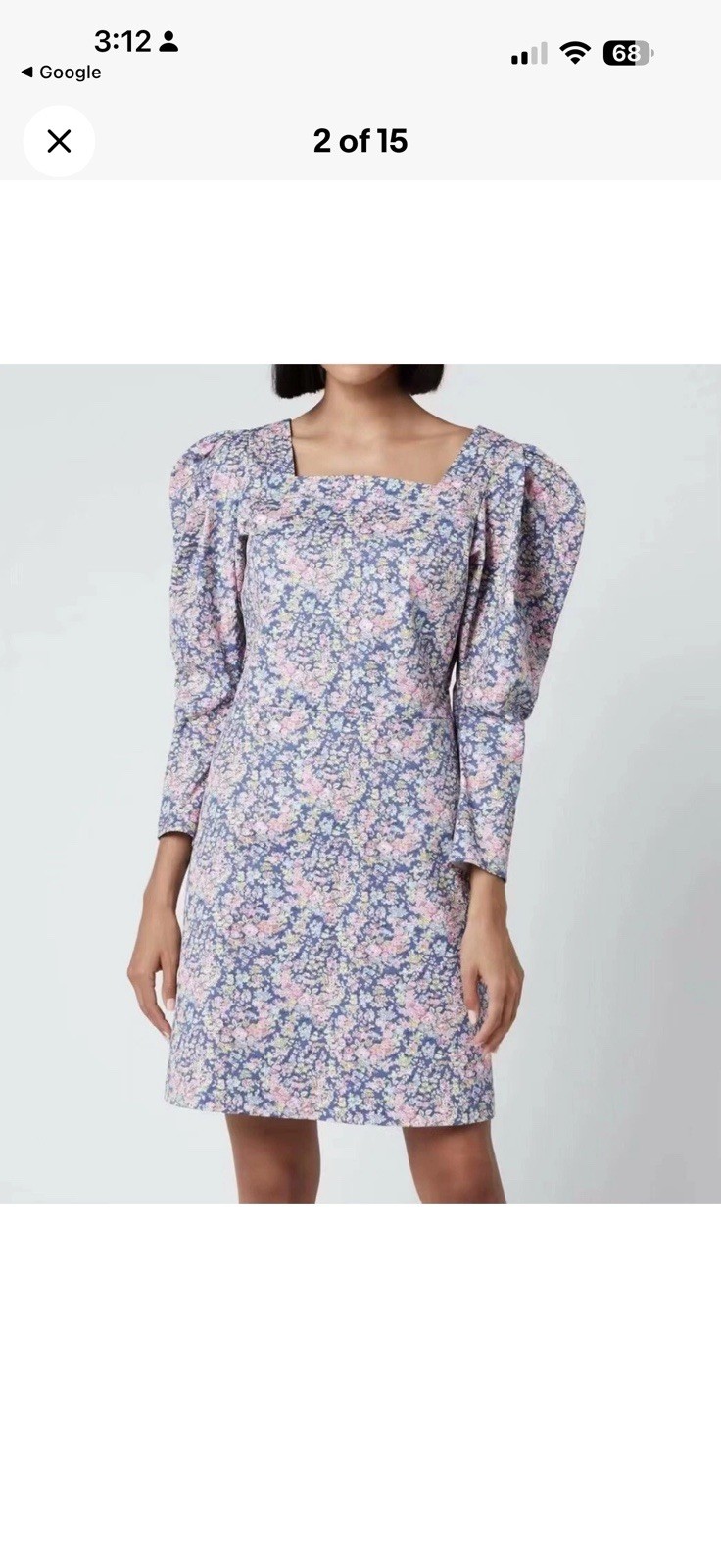 Philosophy di Lorenzo Serafini Floral Cotton A-Line Dress Long Puff Sleeve 38