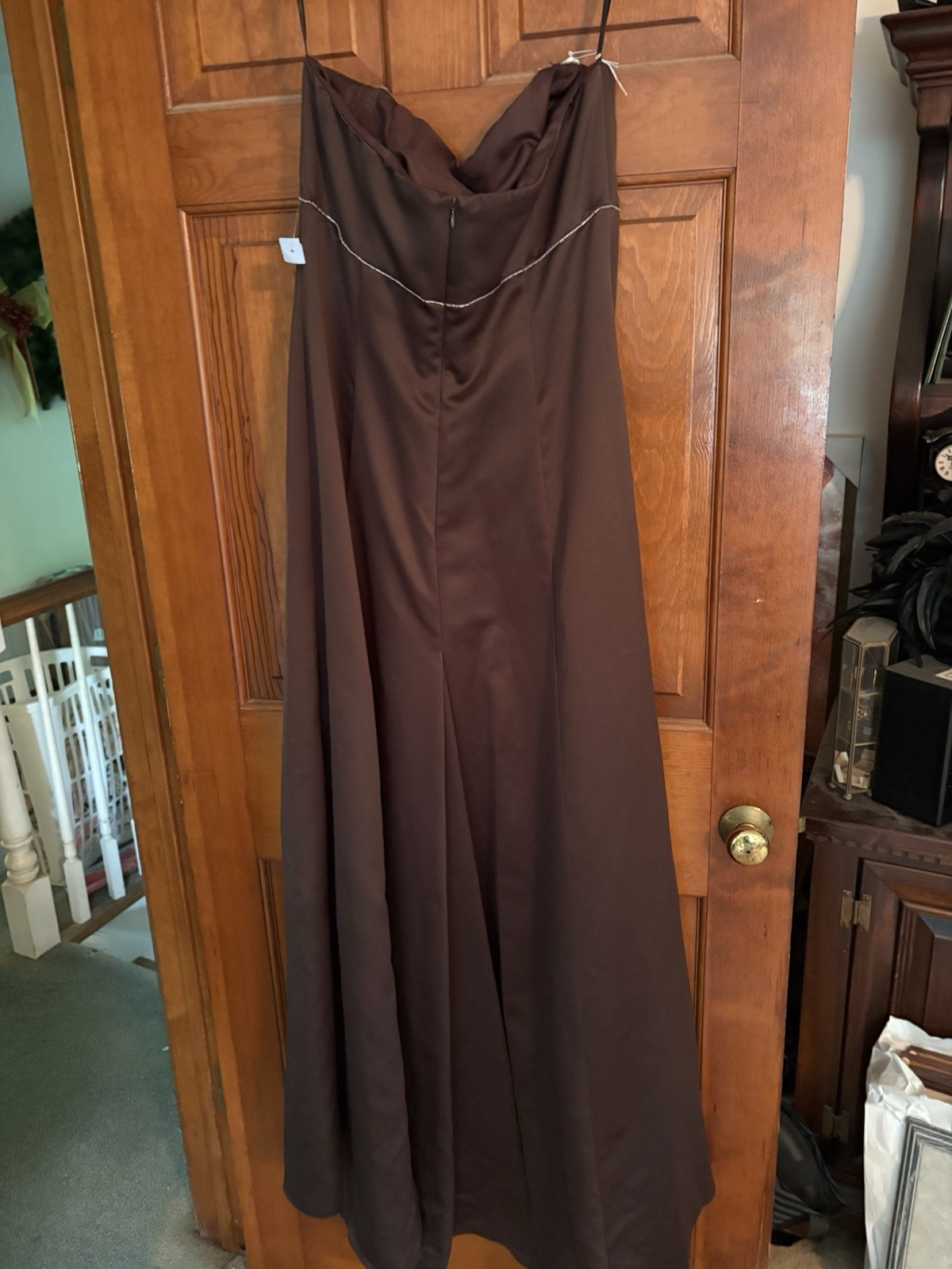 Vintage Vera Wang Maids Strapless Column Gown in Espresso Brown