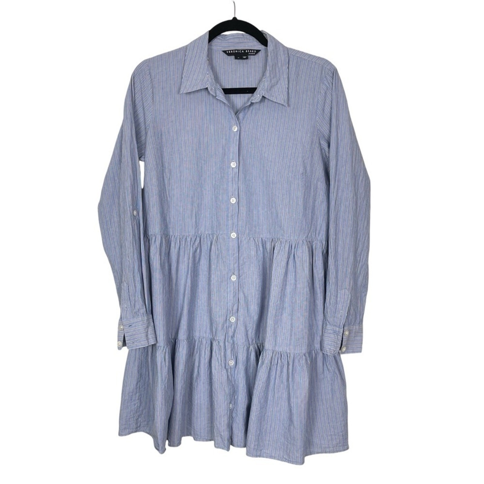 VERONICA BEARD Jemila Tiered Cotton Mini Shirt Dress