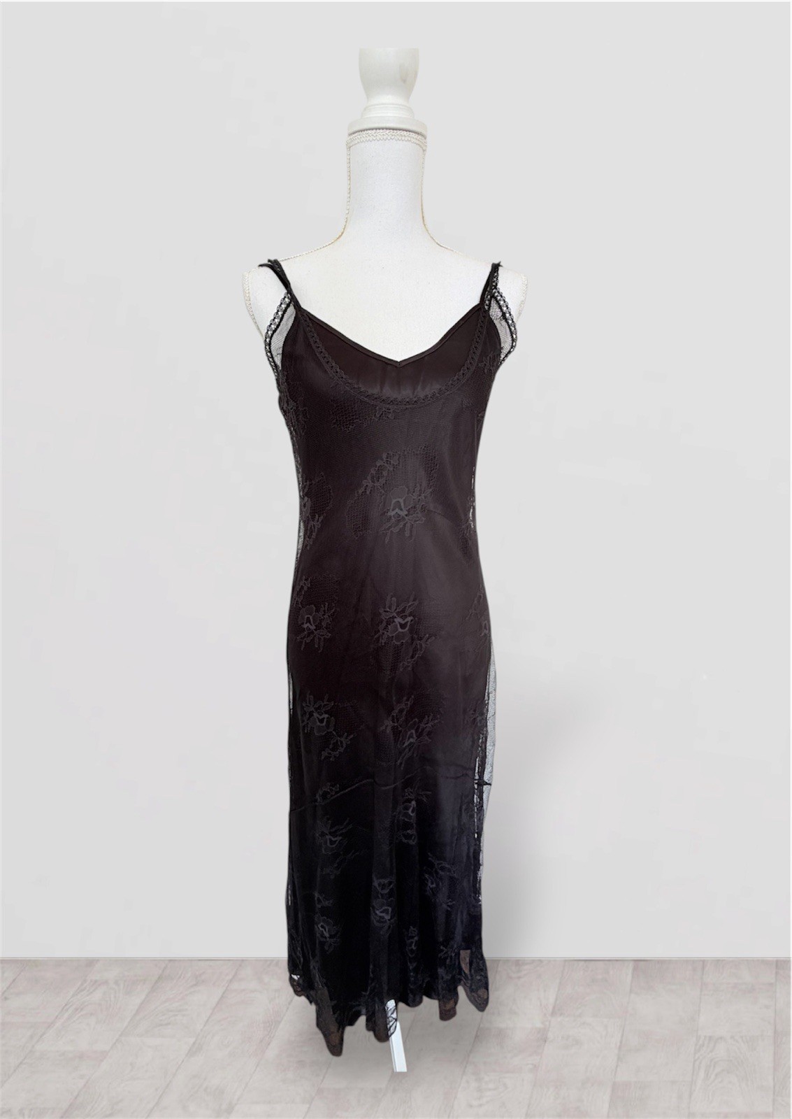 Vintage Max Studio 90s Whimsigoth Black Mesh Maxi Dress – Size M – MSSP