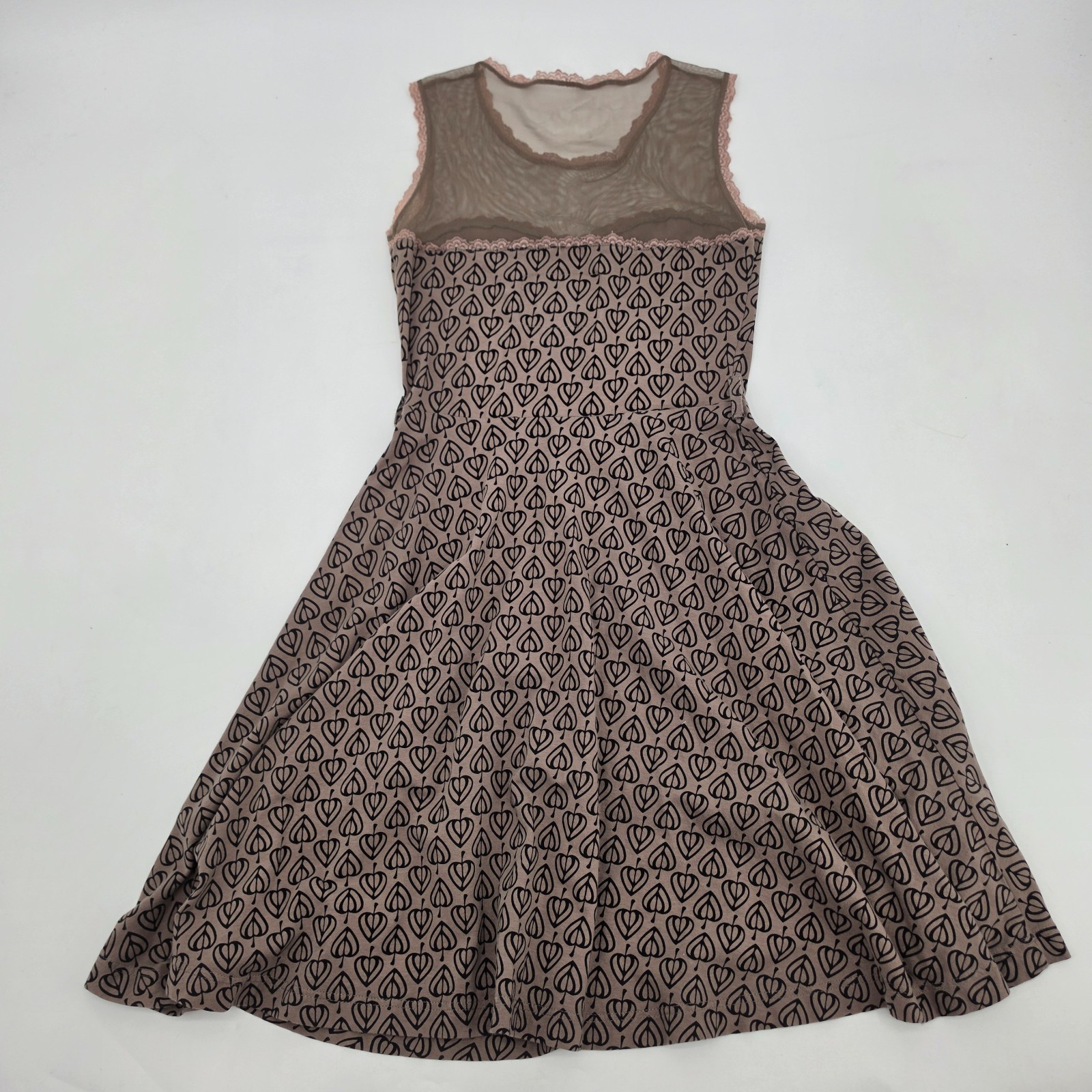 Effies Heart Modcloth Fit Flare Jackie Dress Size Small Brown Leaf Sheer Top