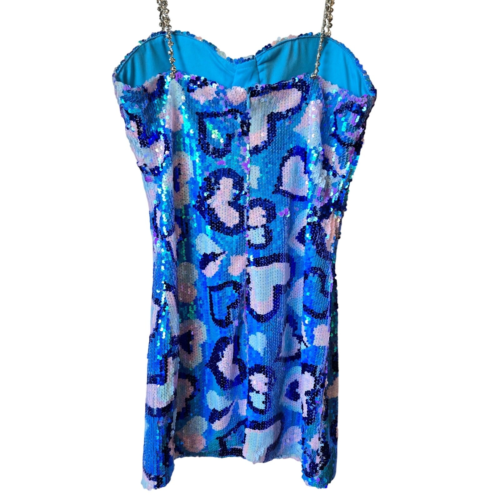 Amylynn Heart Diamante Sequin Mini Dress NWOT Size Small