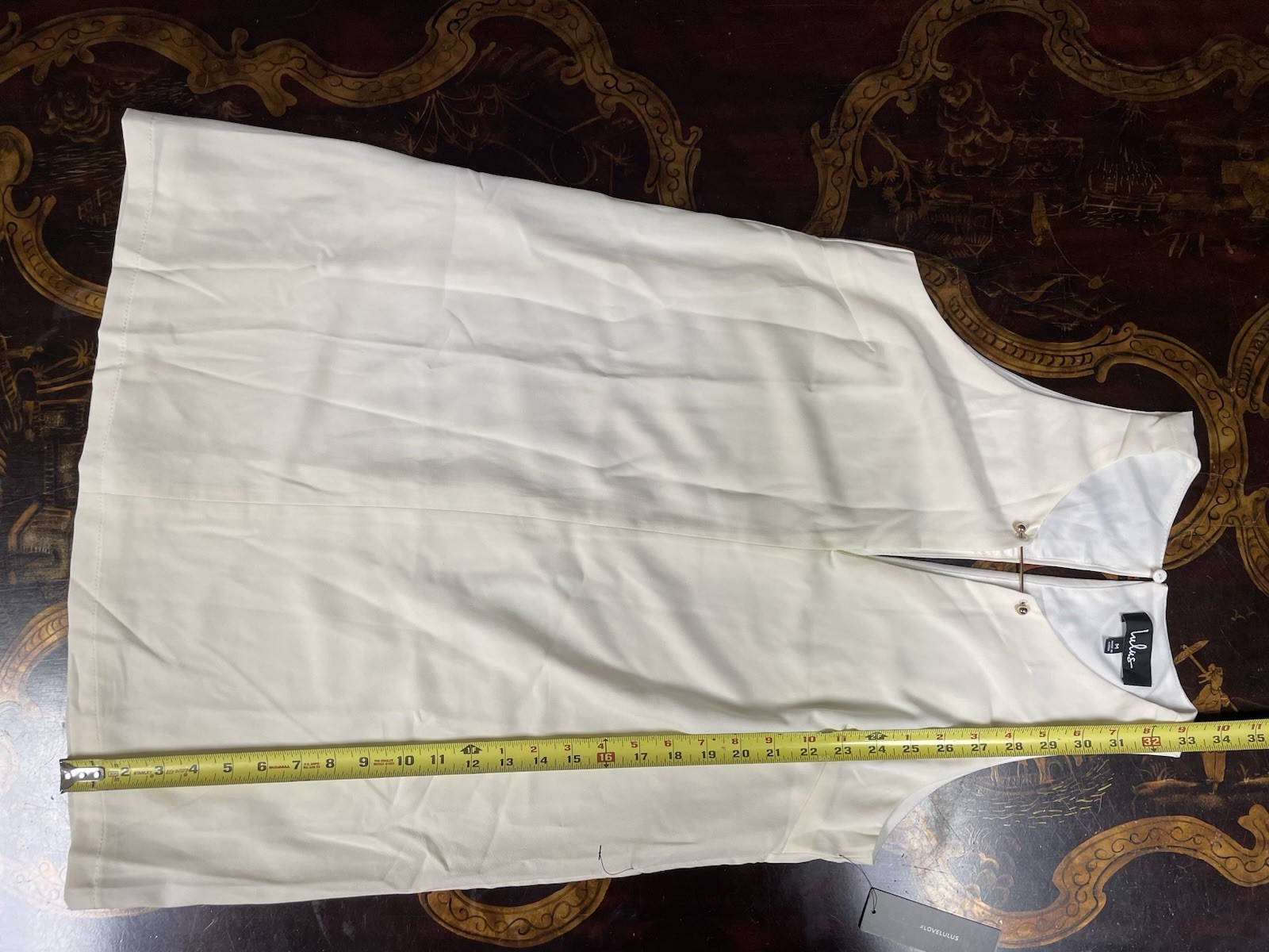 NWT Lulus Ivory Keyhole Gold Bar Accent Sleeveless Mini Shift Dress Cocktail M