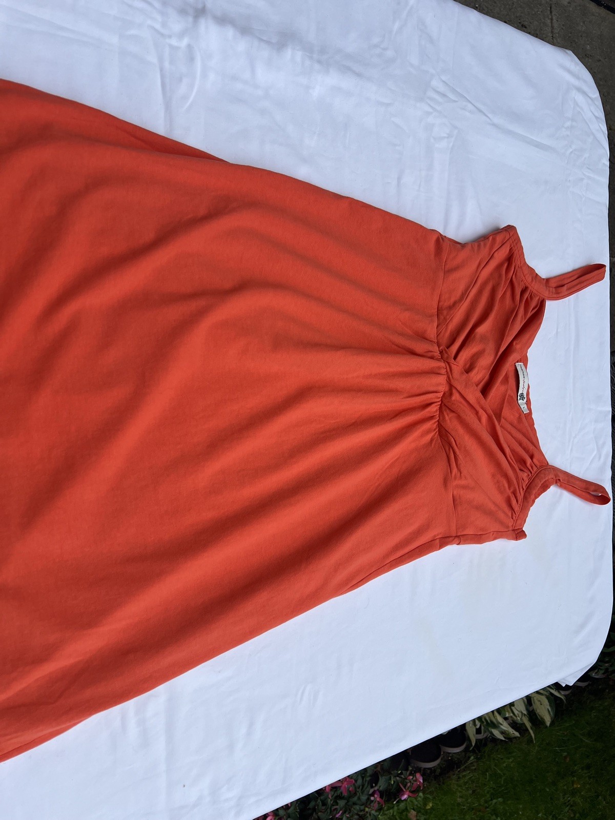 Ladies Collection By Jackpot Orange Adelas Strappy Cotton Stretch Midi Dress UKL