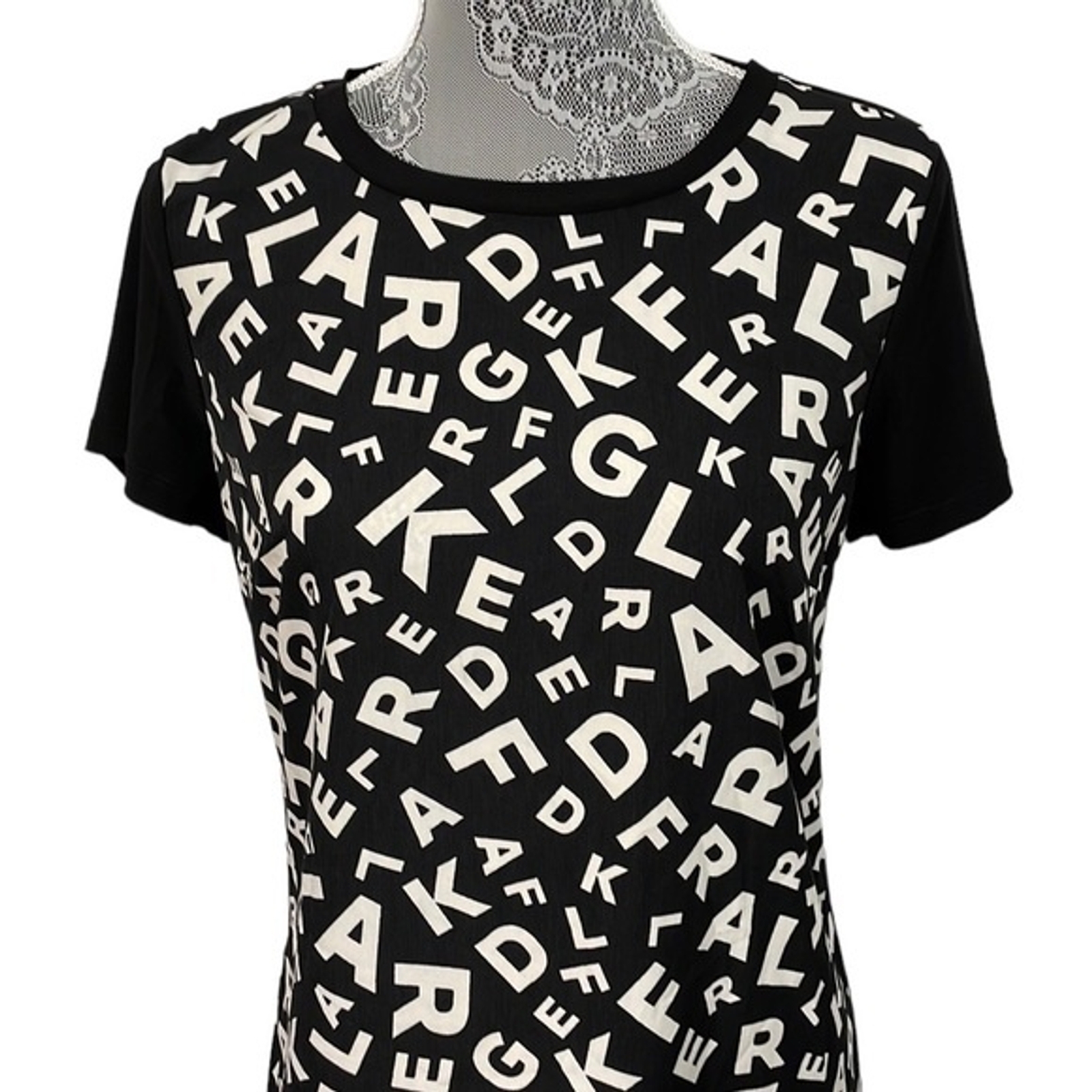 Karl Lagerfeld Paris Monogram Logo Dress Women’s Size Small. Black & White. EUC