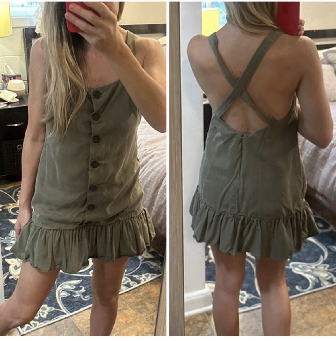 Lovers + Friends Chase Button Front Sleeveless Mini Dress Size XS