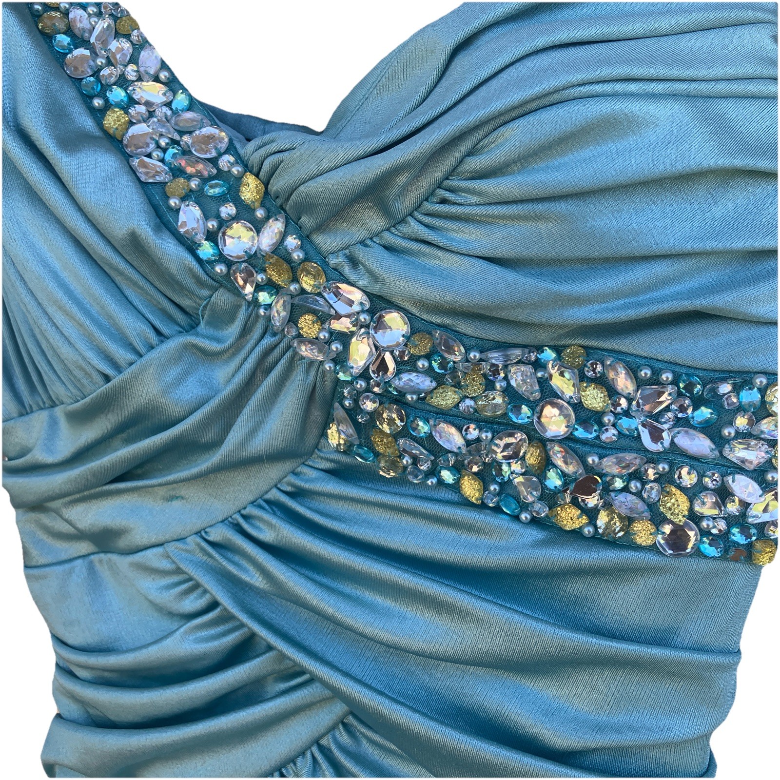 Aqua Jodi Christopher Size S Embellished 1-shoulder , Ruched Prom/Wedding