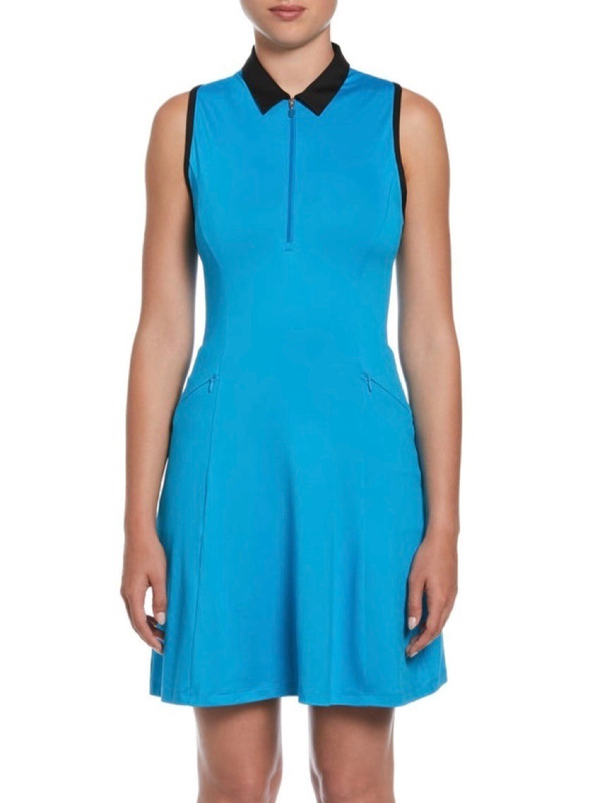 NWT Callaway Racerback Performance Golf Flounce Dress Tennis Blue UPF 50 Small