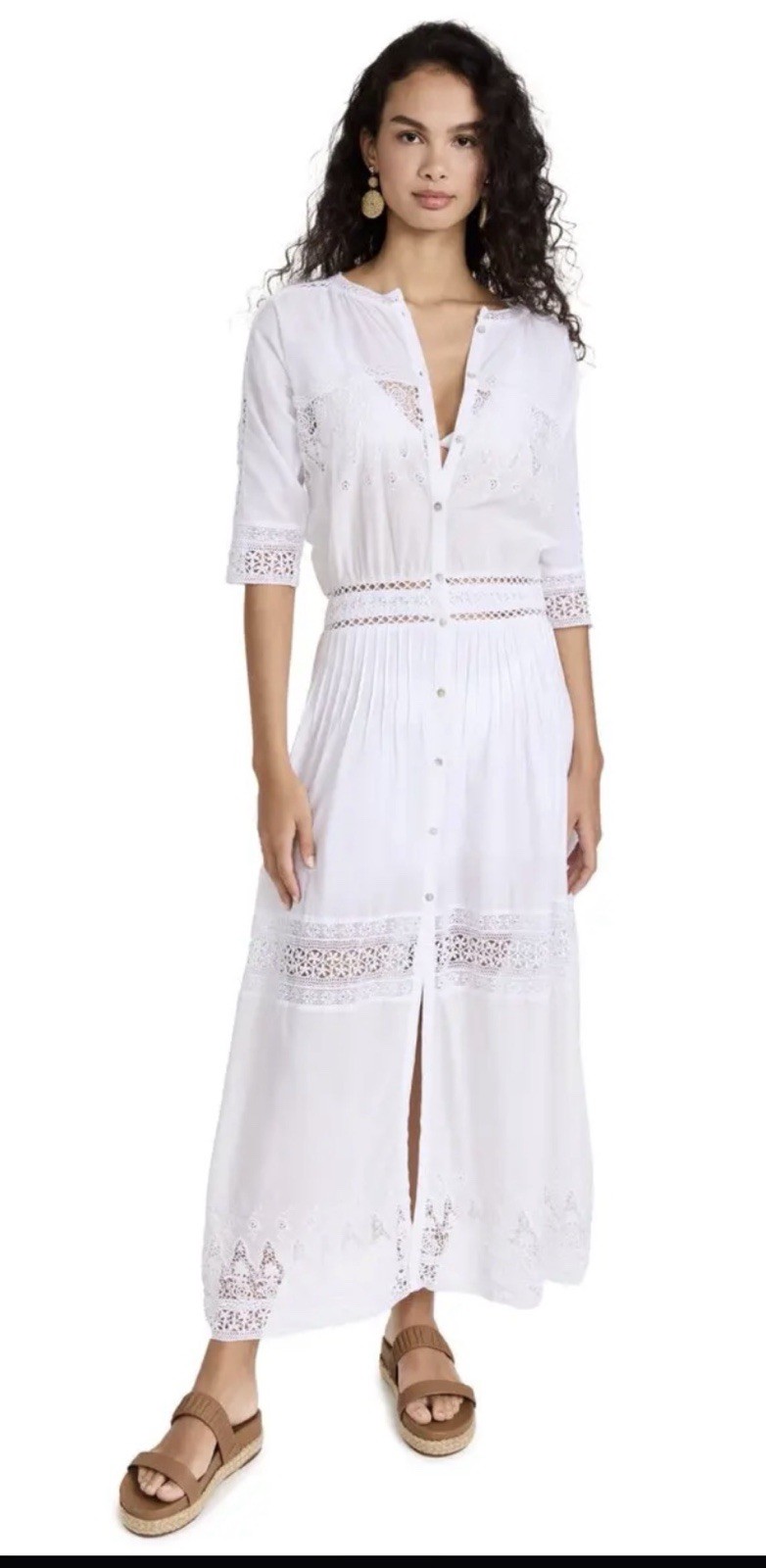 LoveShackFancy Beth Maxi Dress White Lace Eyelet Embroidered Cottagecore XL