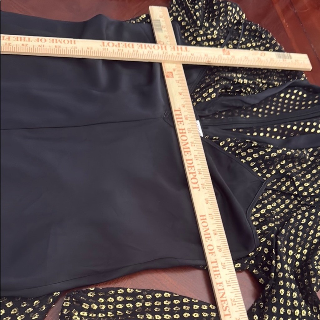 RED Valentino Black and Gold Bishop Sleeve cocktail dress pussybow