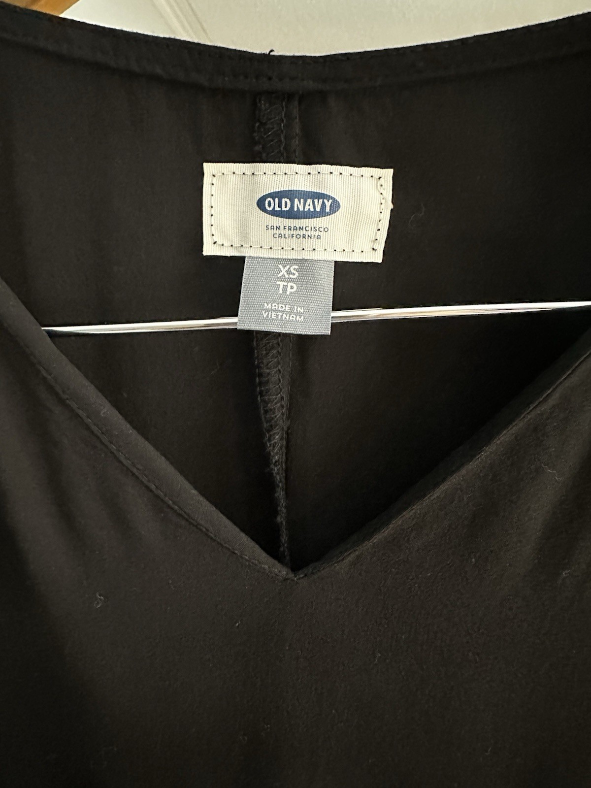 Old Navy Black Solid V-Neck Shift Short Dress 3/4 Sleeve Button XS