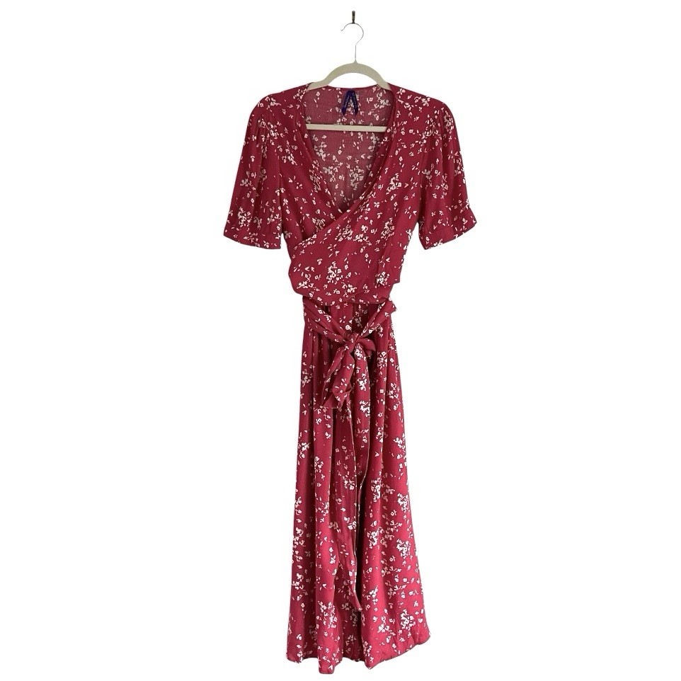 Seraphine Raspberry Sanna Maternity & Nursing Midi Dress floral pink Size 10