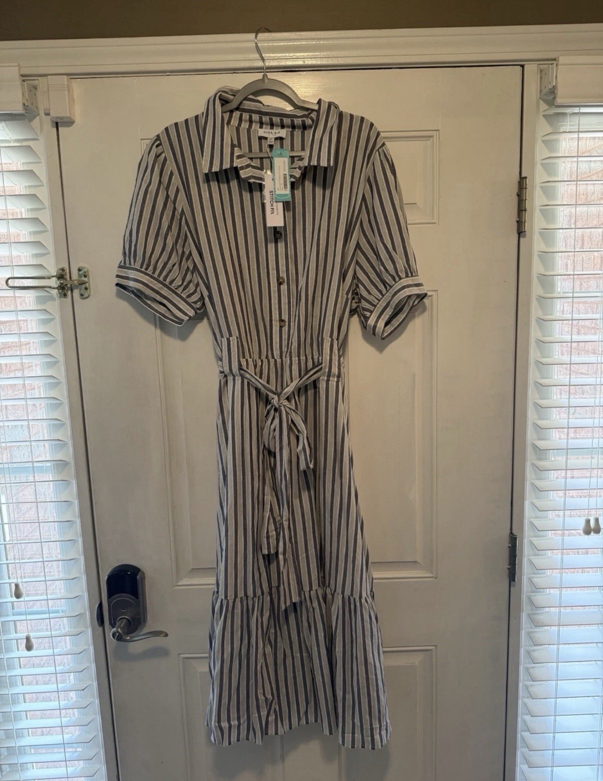 Gilli Plus Button Up Maxi Dress Striped 2x NWT