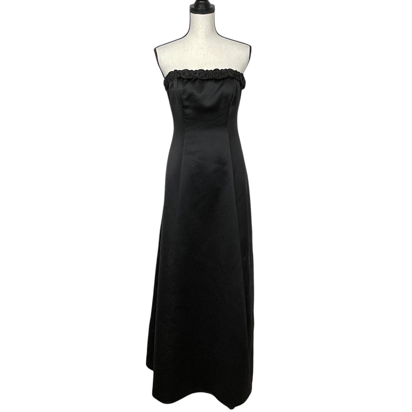 VTG Jump Apparel Rosette Strapless Formal Maxi Dress Size 7/8 Satin Whimsigoth