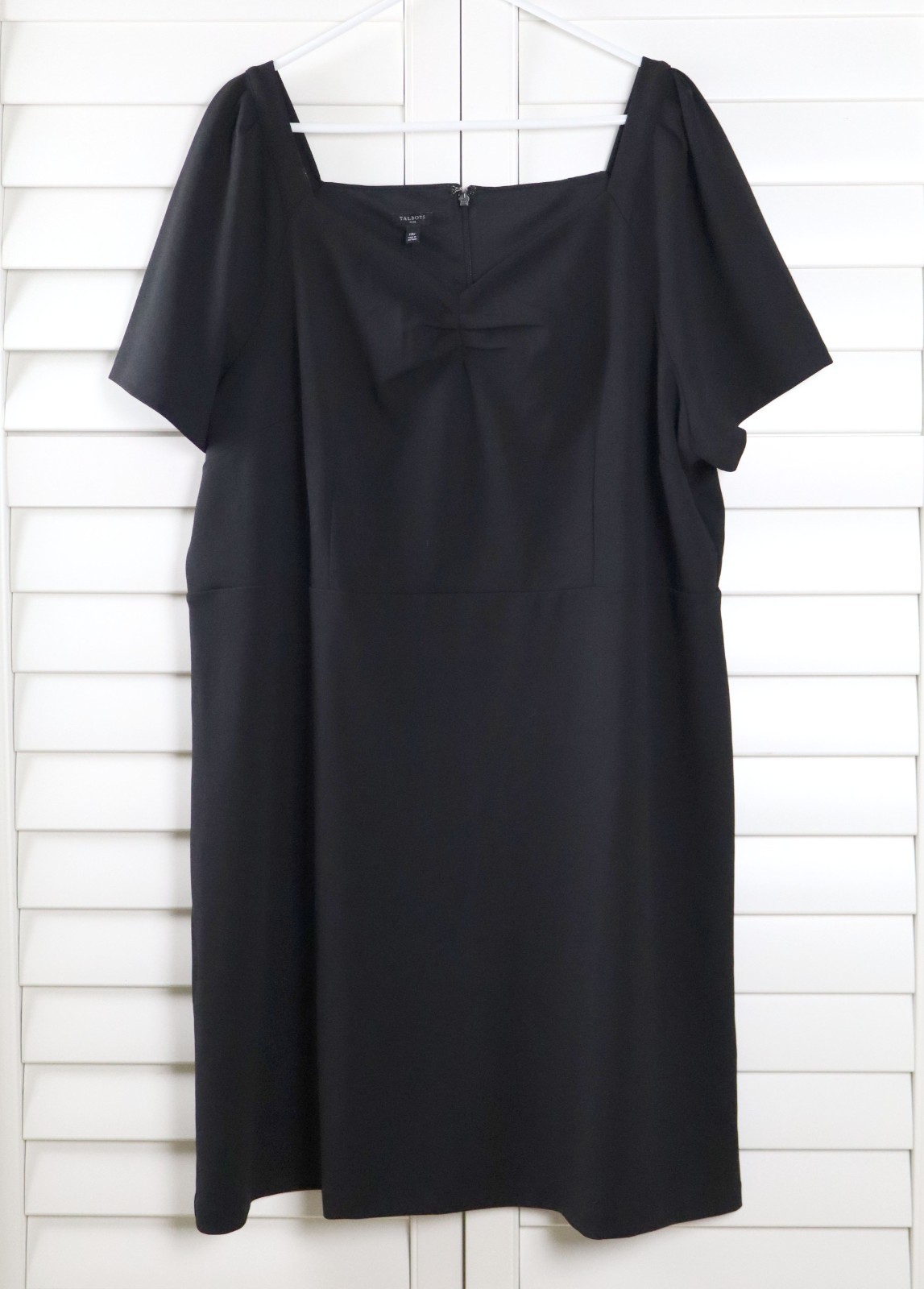 TALBOTS Plus NWT $139 Solid Black Lined Pleated Bust Sheath Dress Size 20W