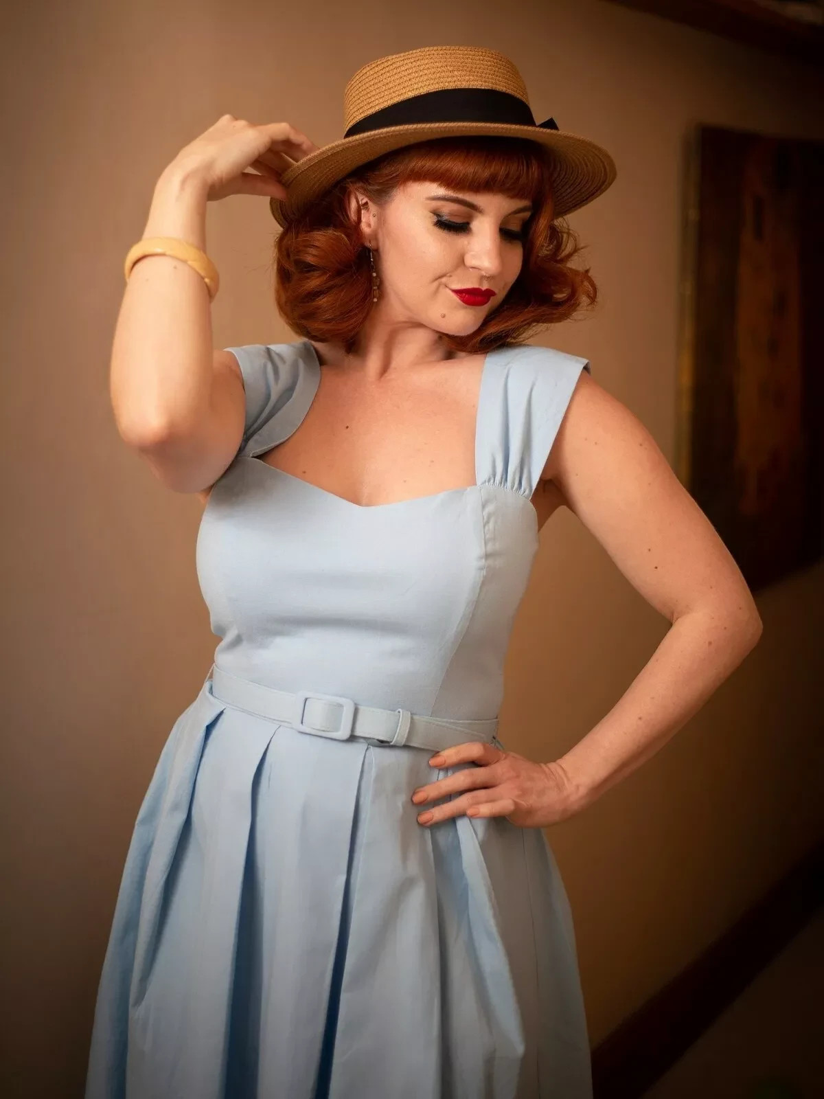 ModCloth Unique Vintage Collectif Jill Blue Swing Dress UK 16 US 12 XL Plus