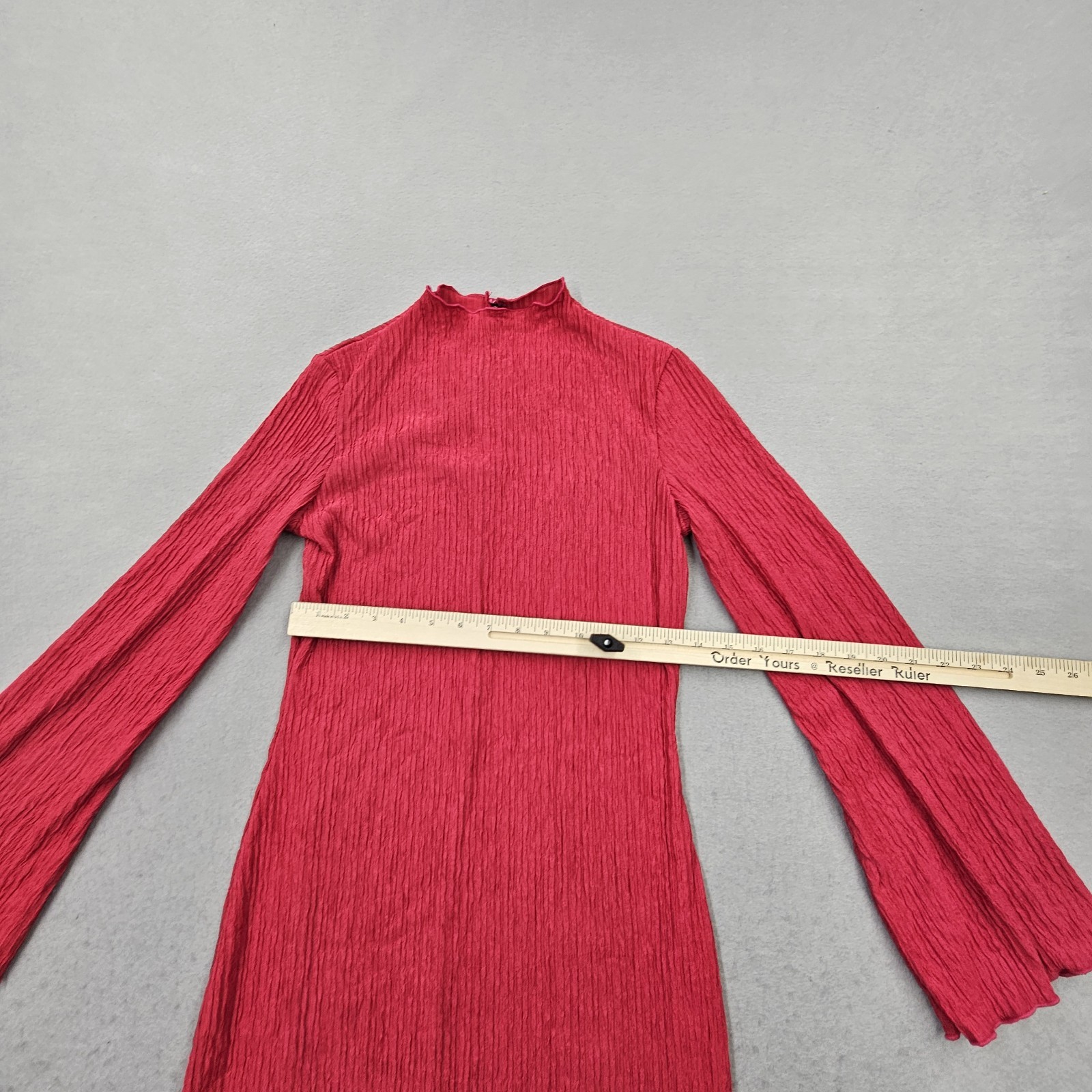 Annystore Womens Small Red Bell Long Sleeve Mini Dress Ruffeled