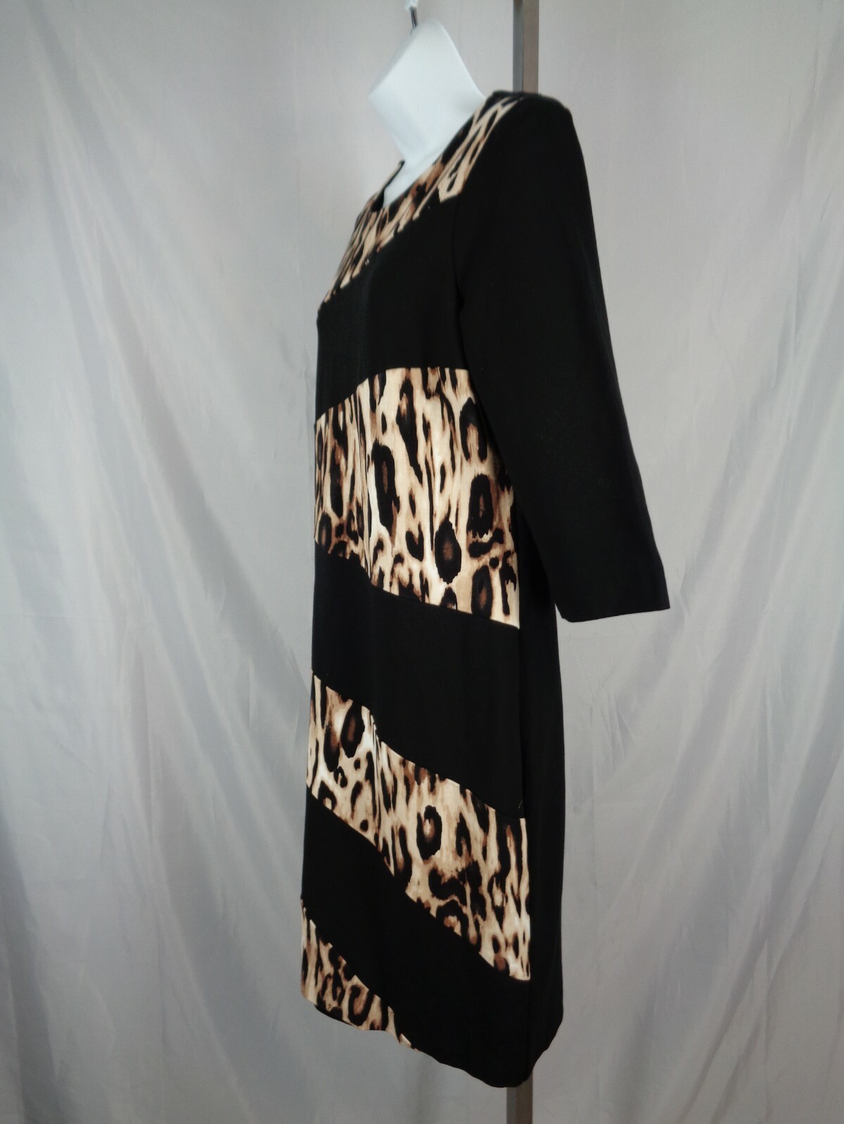 Chicos Animal Print Spliced Sheath Dress Size 1 (8) Medium