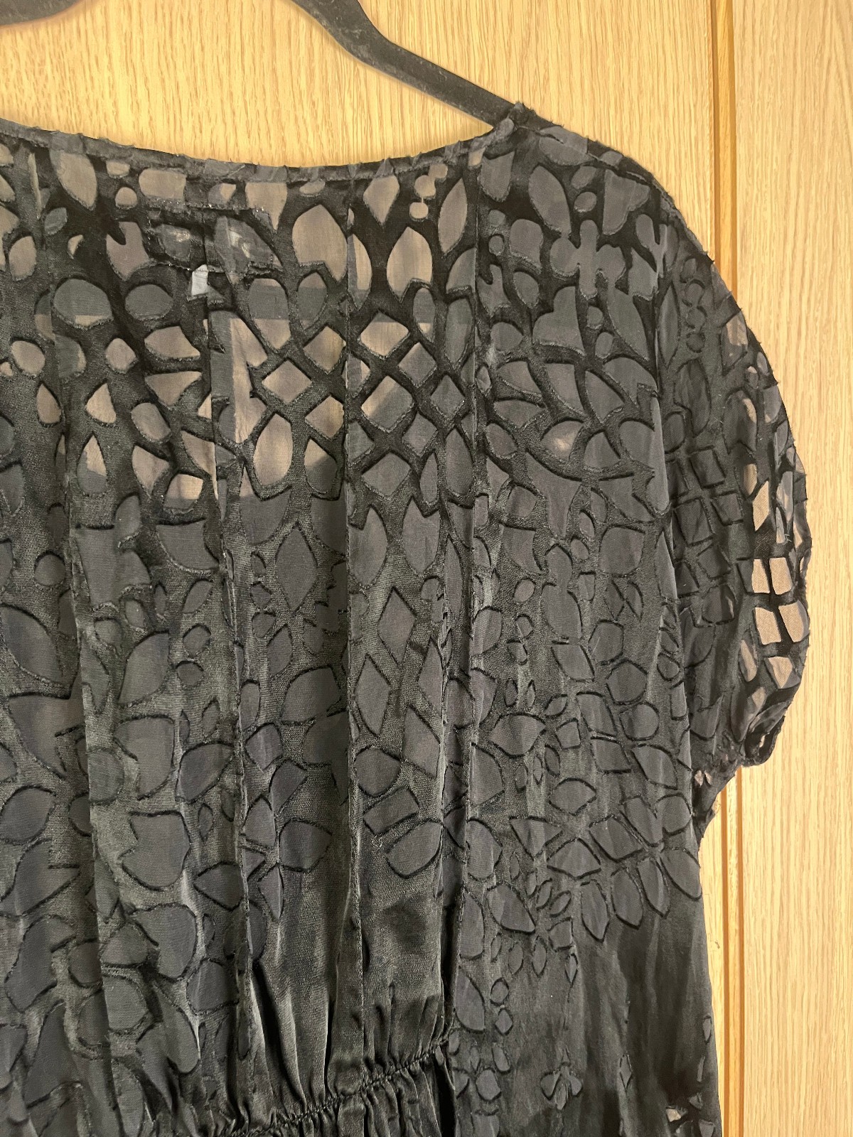Biya by Johnny Was Black Silk Devoré Cutout Dress, Size S — Boho Statement Dress