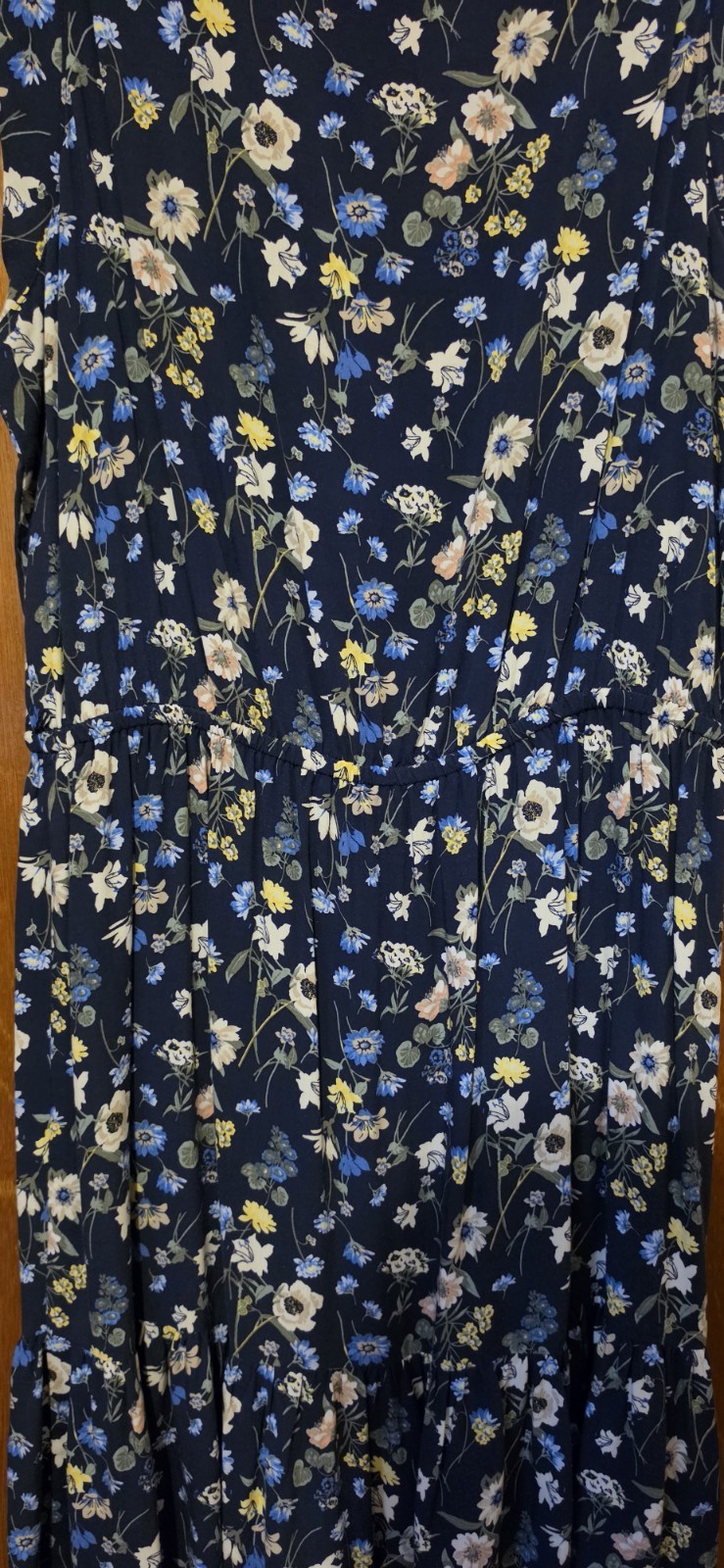 Loft Sleeveless Swing Dress Floral Pattern Navy Yellow Small MINT CONDITION