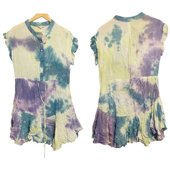 Oddi Tie Dye Ruffle Sleeve Dress M NWT Boho Festivalcore Cottagecore Vibes