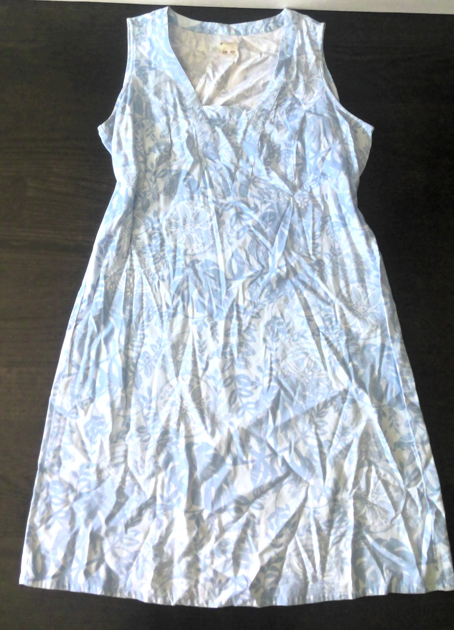 Colombia PFG Light Blue Floral Pattern Pullover Dress. Ties in Back. Size XL