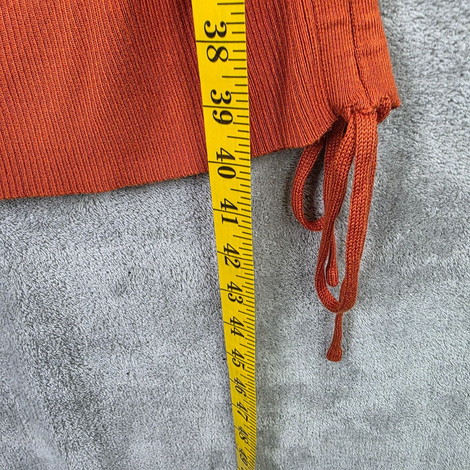 Womens Pretty Guide Rust Orange Ribbed Knit Bodycon Midi Dress Long Sleeve M