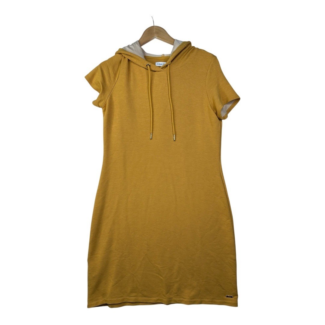 Calvin Klein Hooded Stretch Dress size Medium Yellow