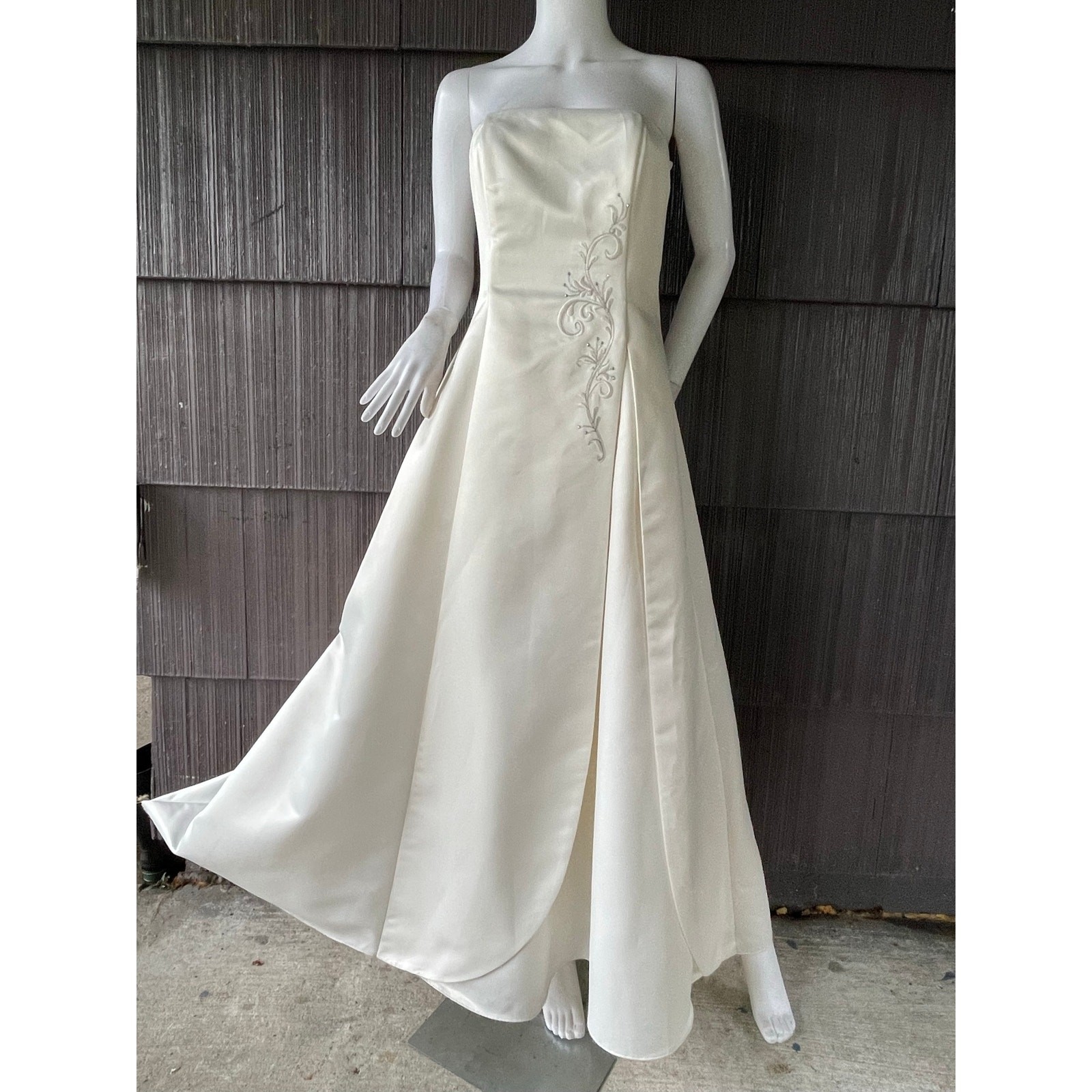 Y2K Scott McClintock Strapless Ivory Wedding Formal Dress Classic Princess Gown