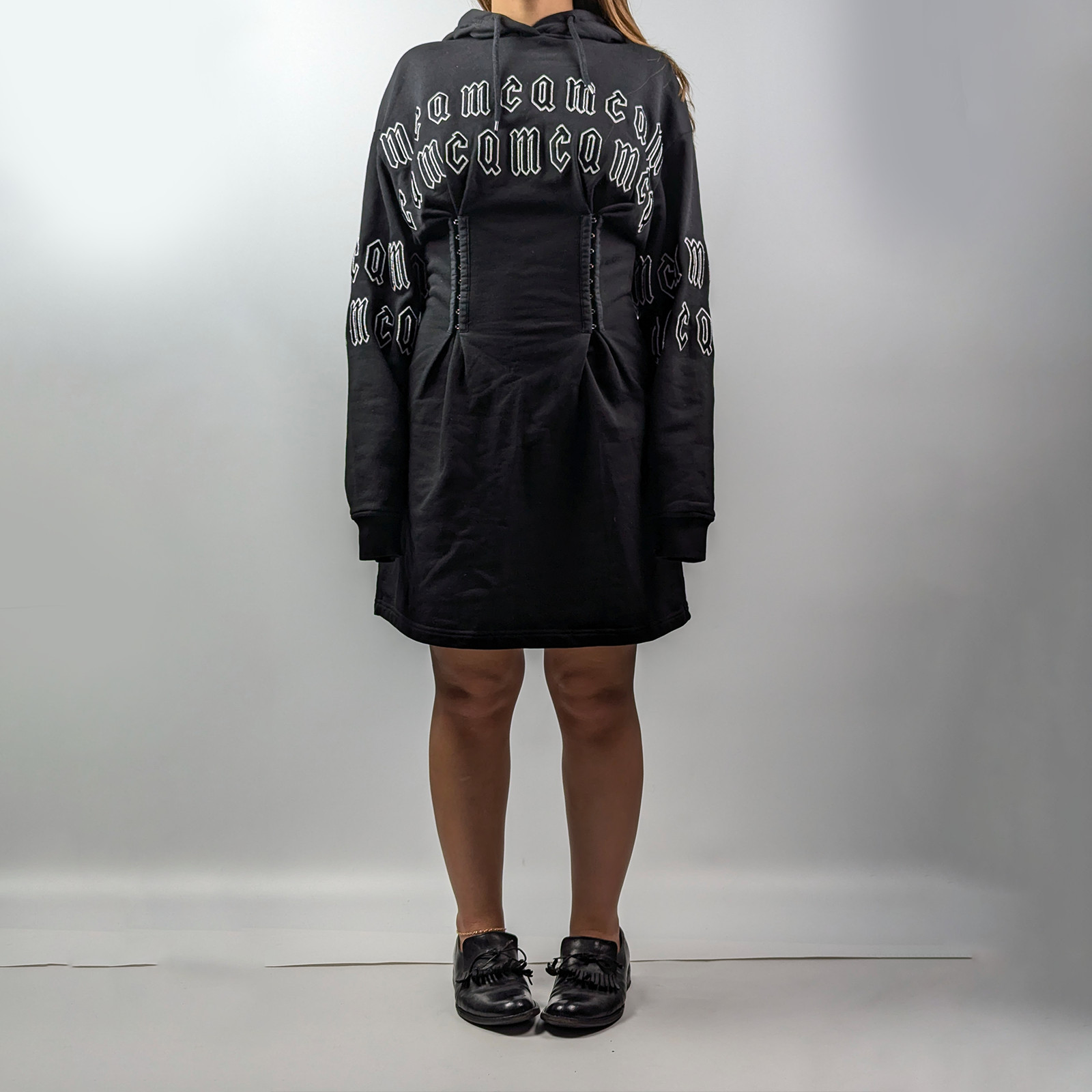 Alexander McQueen Embroidered Big Logo Corset Slim Oversize Hoodie Dress XS-S