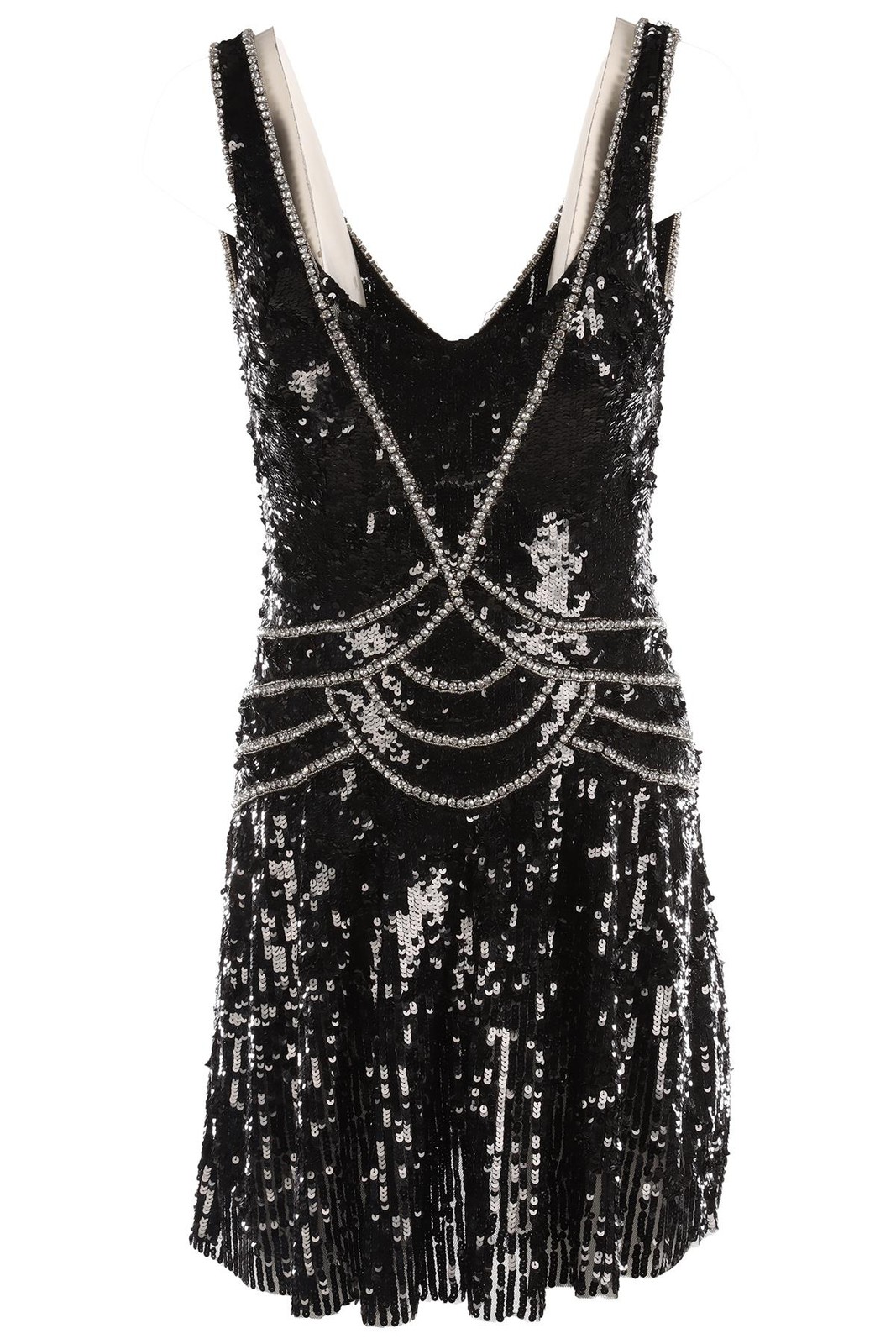 JENNY PACKHAM BLACK SEQUIN MINI DRESS UK 10