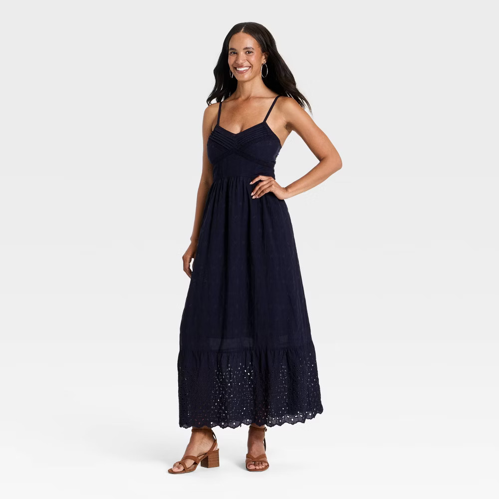Women Cami Midi Sundress – Universal Thread Navy Blue L