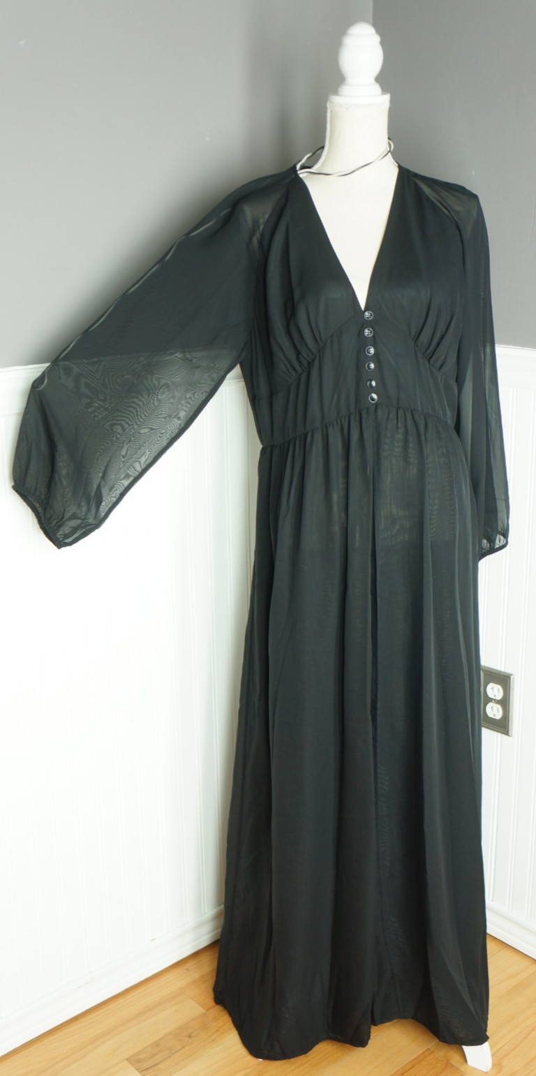 Gianni Bini Open Front Kara Dress Size XL Black Fairytale Mesh Semi-Sheer Lined