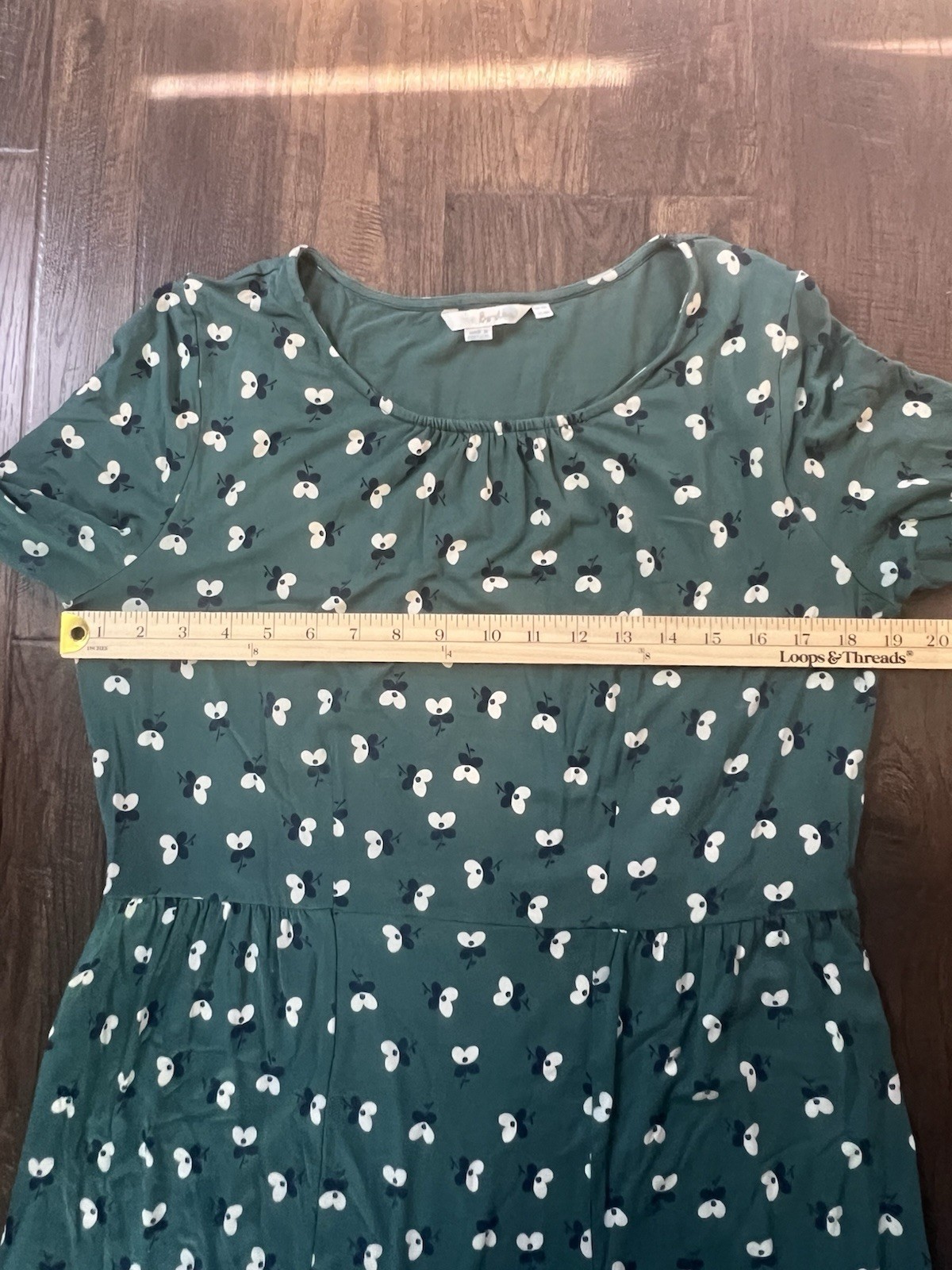 Boden Pimlico Green Floral Print Jersey Knit Casual Dress 14 Tradwife Modest