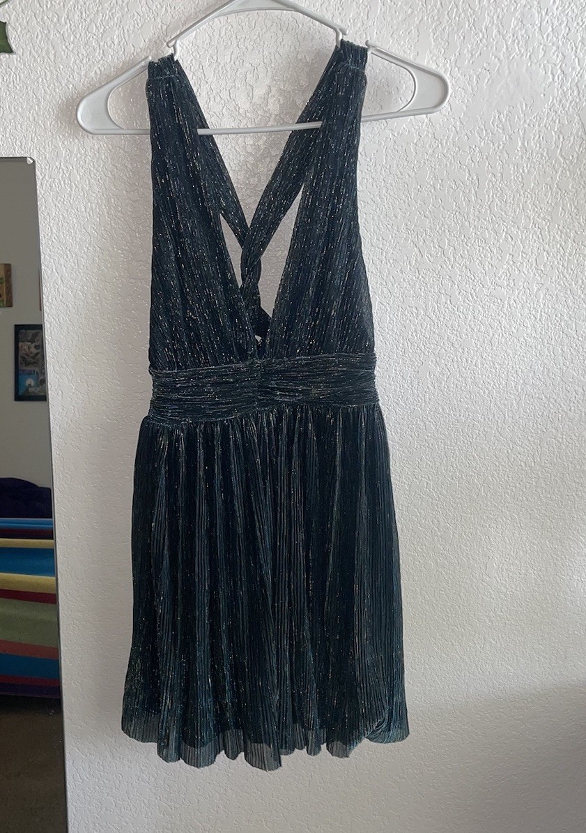 Crystal Sky Shimmery Blue Mini Dress