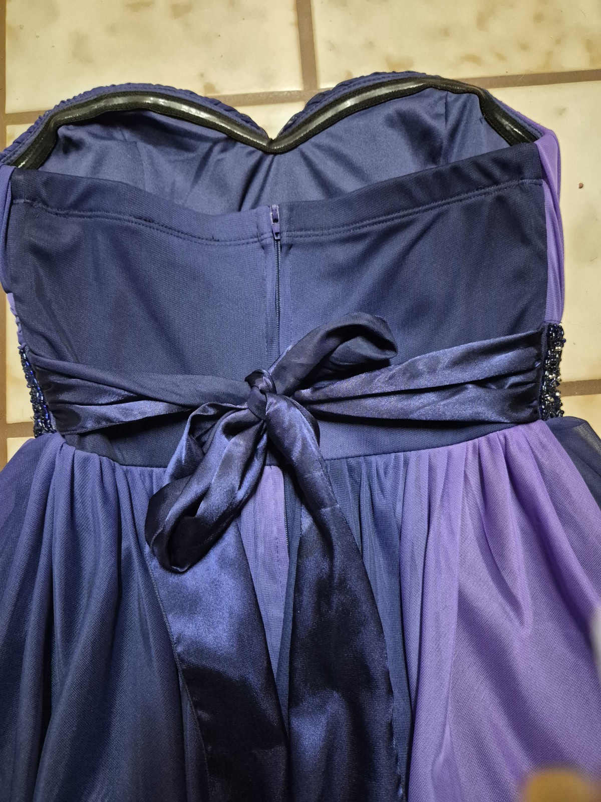 Sequin Hearts Dress Juniors Size 5 Purple & Blue Strapless Party Dance Prom