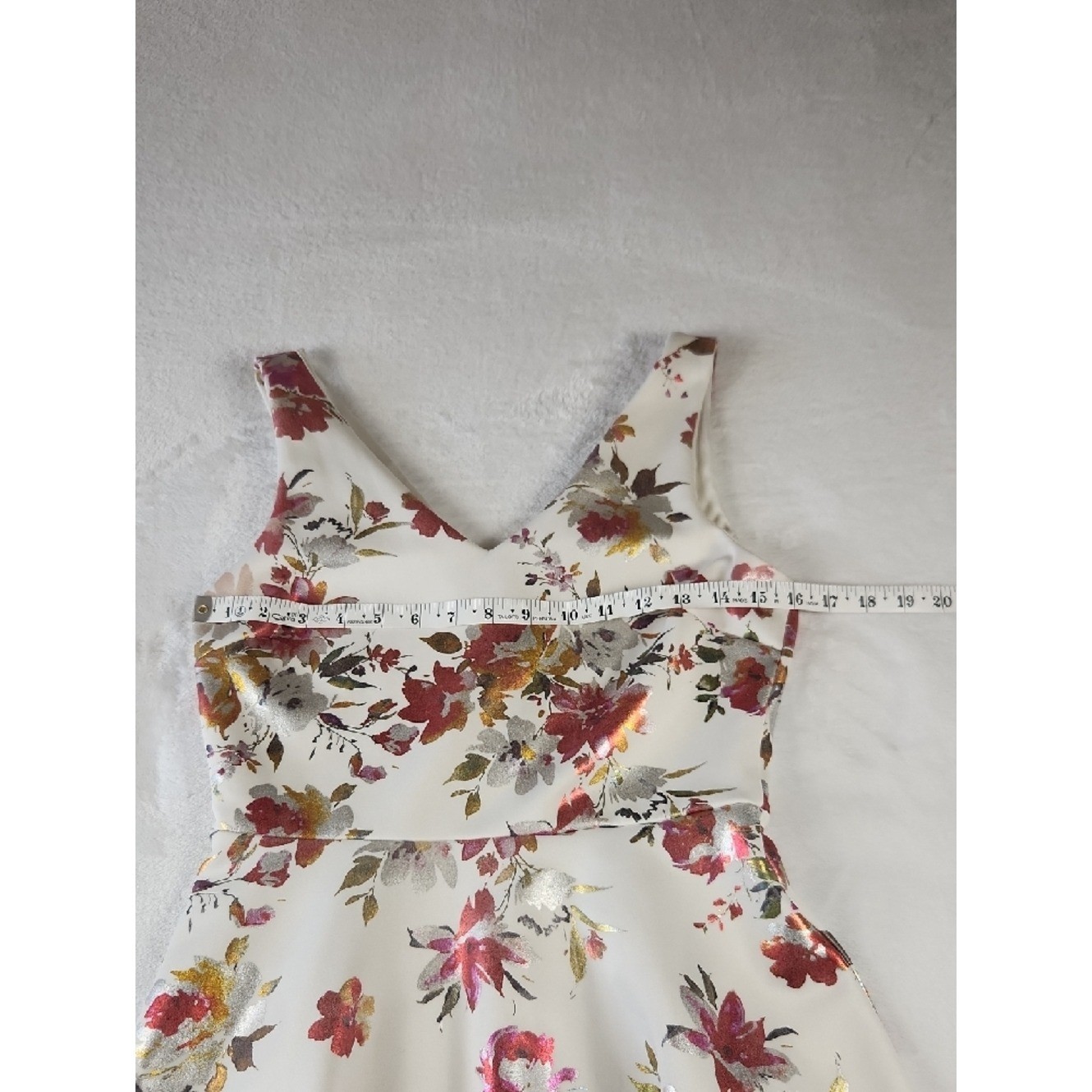 Soprano Floral Fit and Flare Sleeveless Dress Size Large V Neck Zipper Back