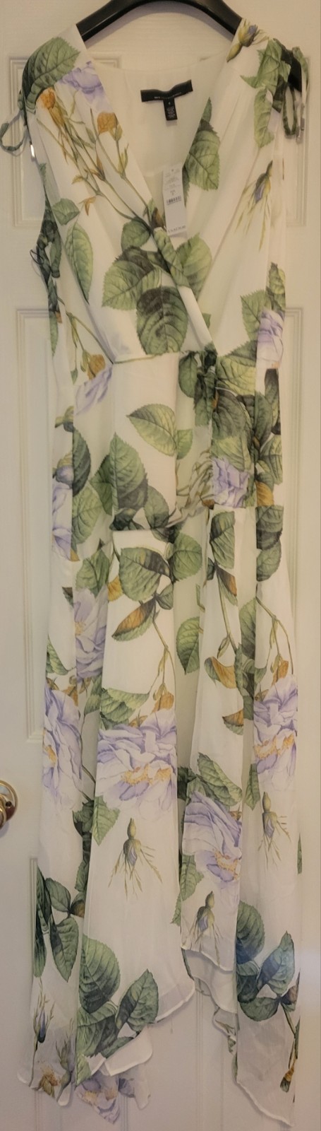 White House Black Market Ruched Midi Dress Forever Floral Hem Ecru NWT $170 8