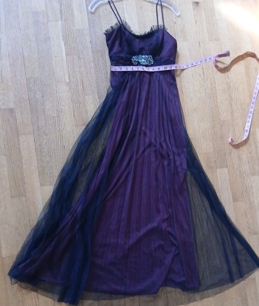 Vtg Dollar Sheer Mesh Maxi Dress Black Embroidered Goth Fairy Grunge Y2K Size S
