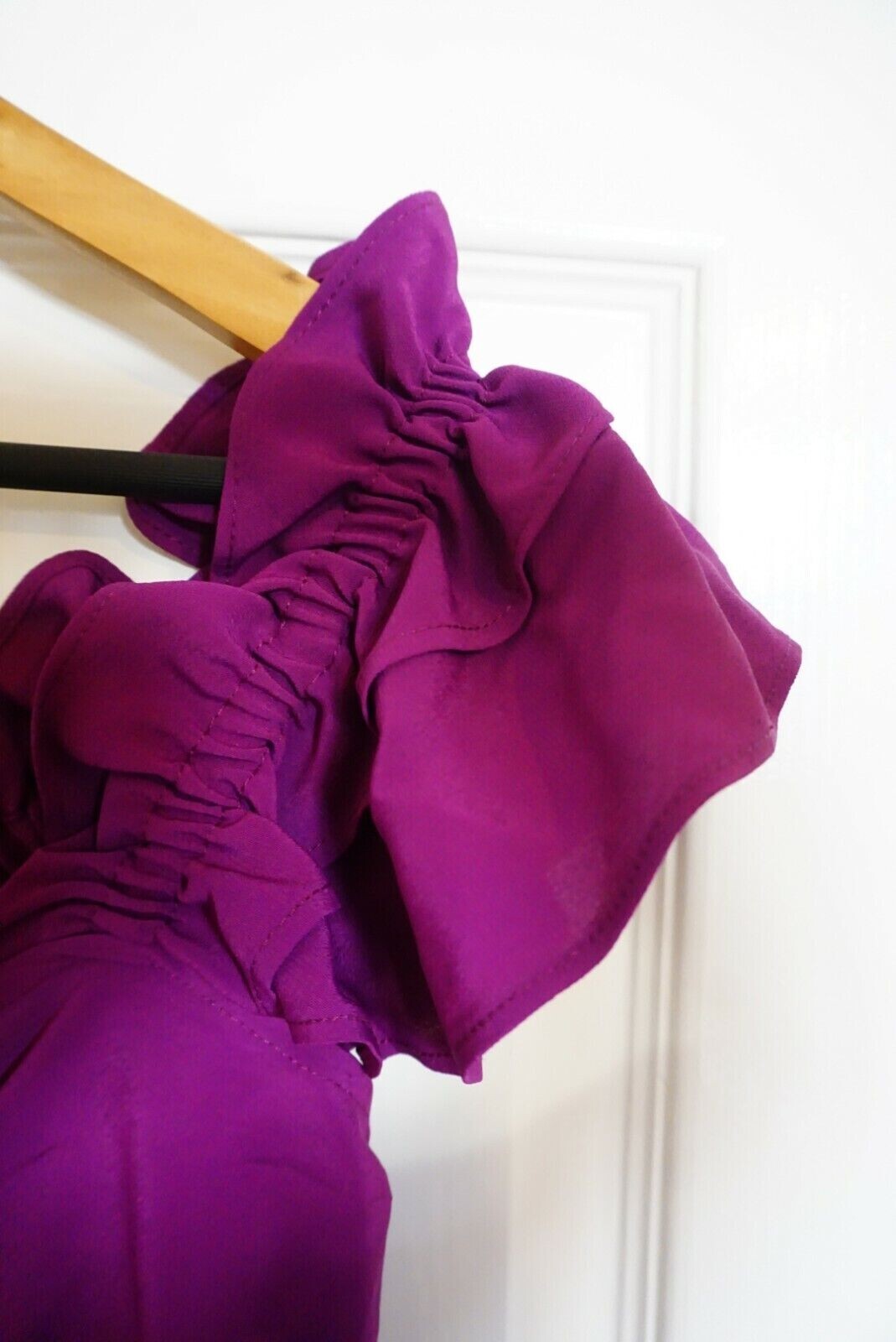 Zara Mini Draped Dress V-Neck Wide Ruffled Straps Skirt Purple S BNWT