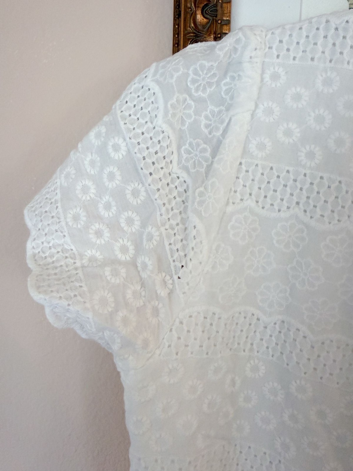 Seraphine Maternity Nursing White V-Neck Broderie Anglaise Midi Dress 6