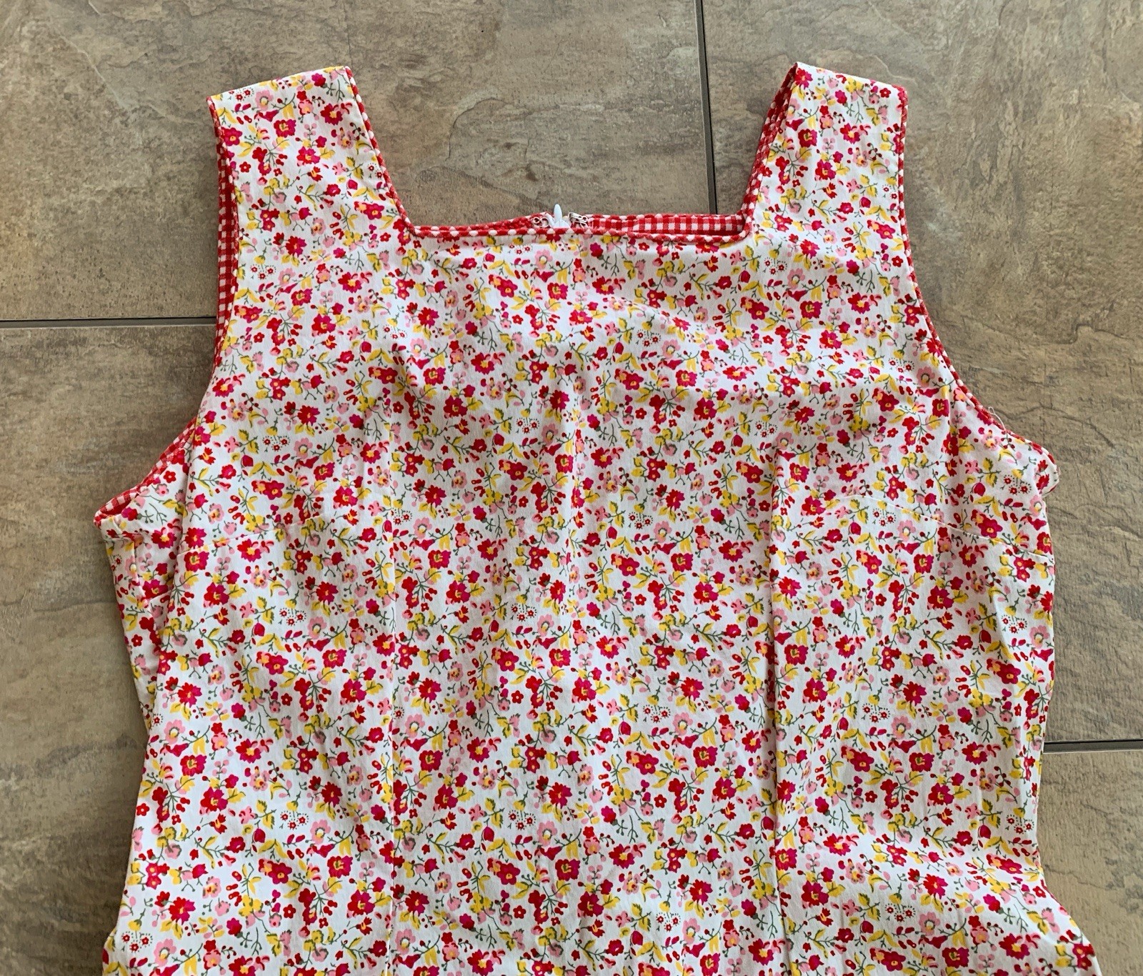 Amanda Smith Shift Dress 8 Floral Sleeveless Retro Cotton Red Pink Yellow White