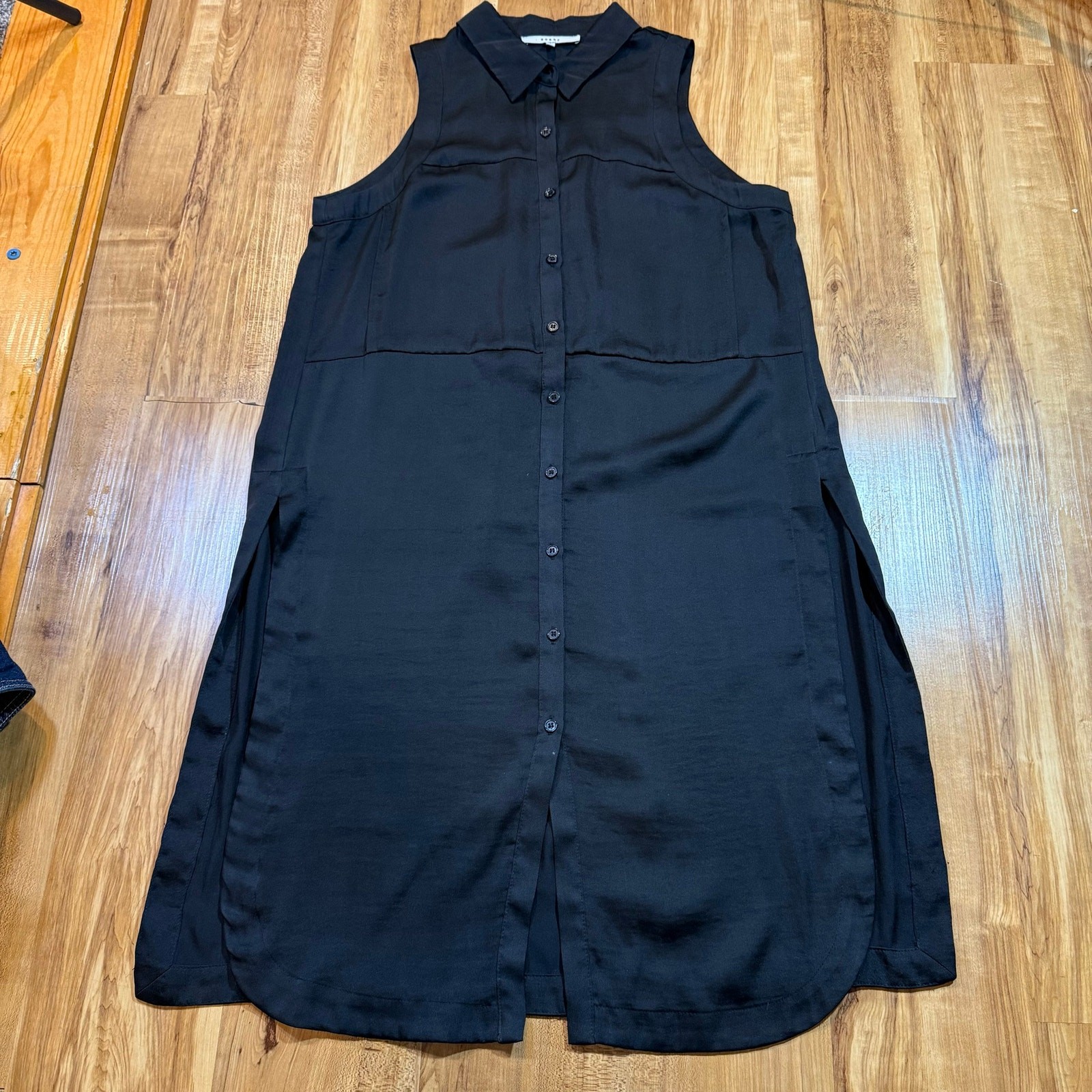 RO&DE Black Tunic Top Sleeveless Button Down Shirtdress LBD Size S