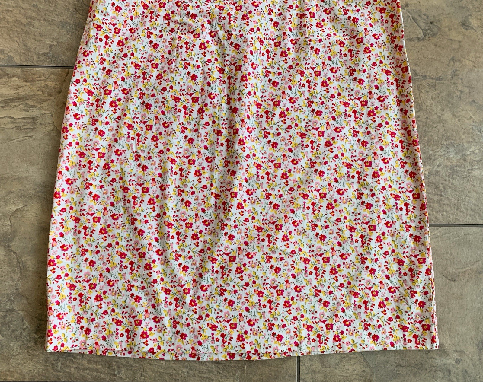 Amanda Smith Shift Dress 8 Floral Sleeveless Retro Cotton Red Pink Yellow White
