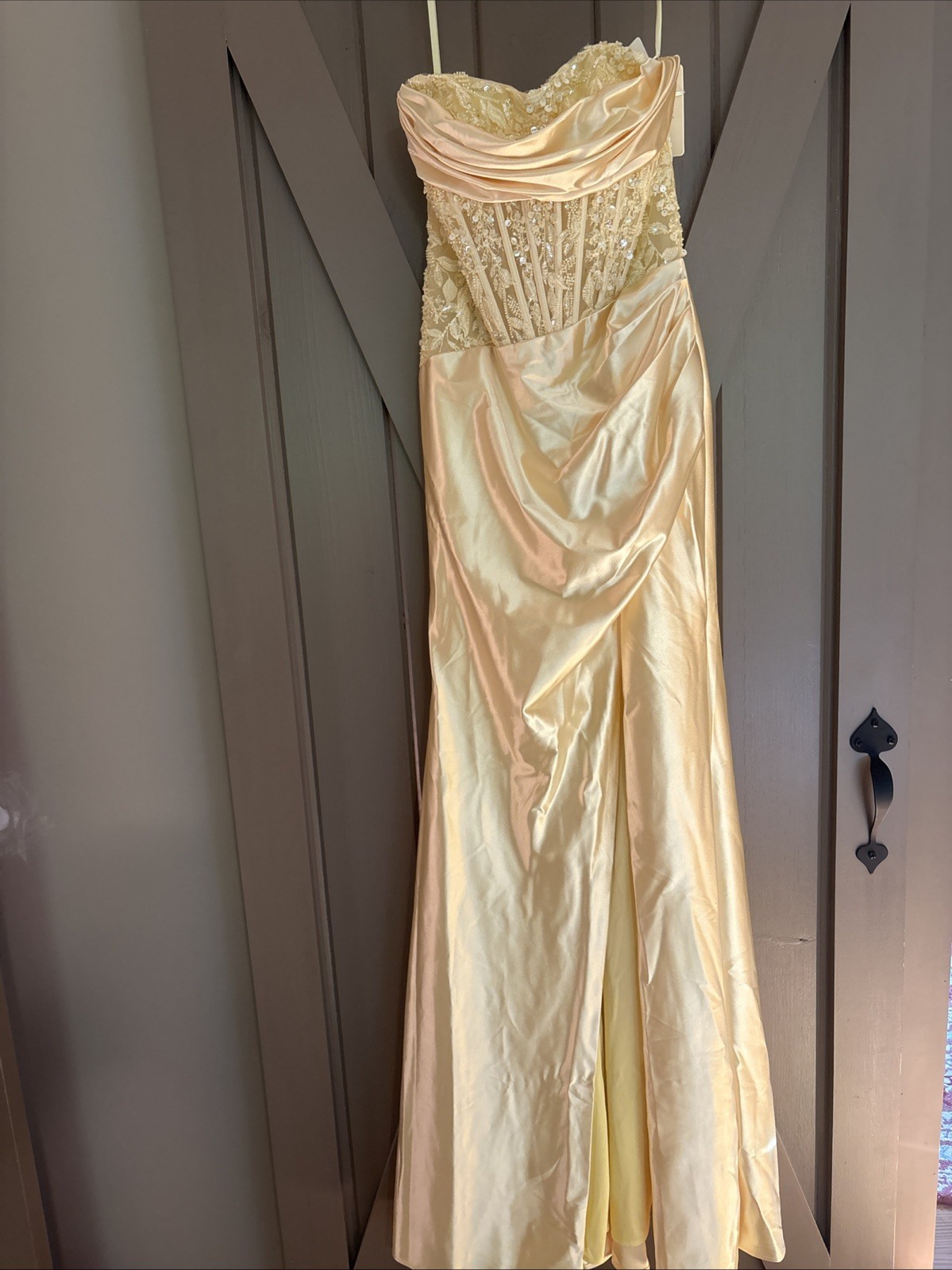 Stacees Yellow Strapless Prom Dress Size 4, Never Worn, Original Packaging *NWT*