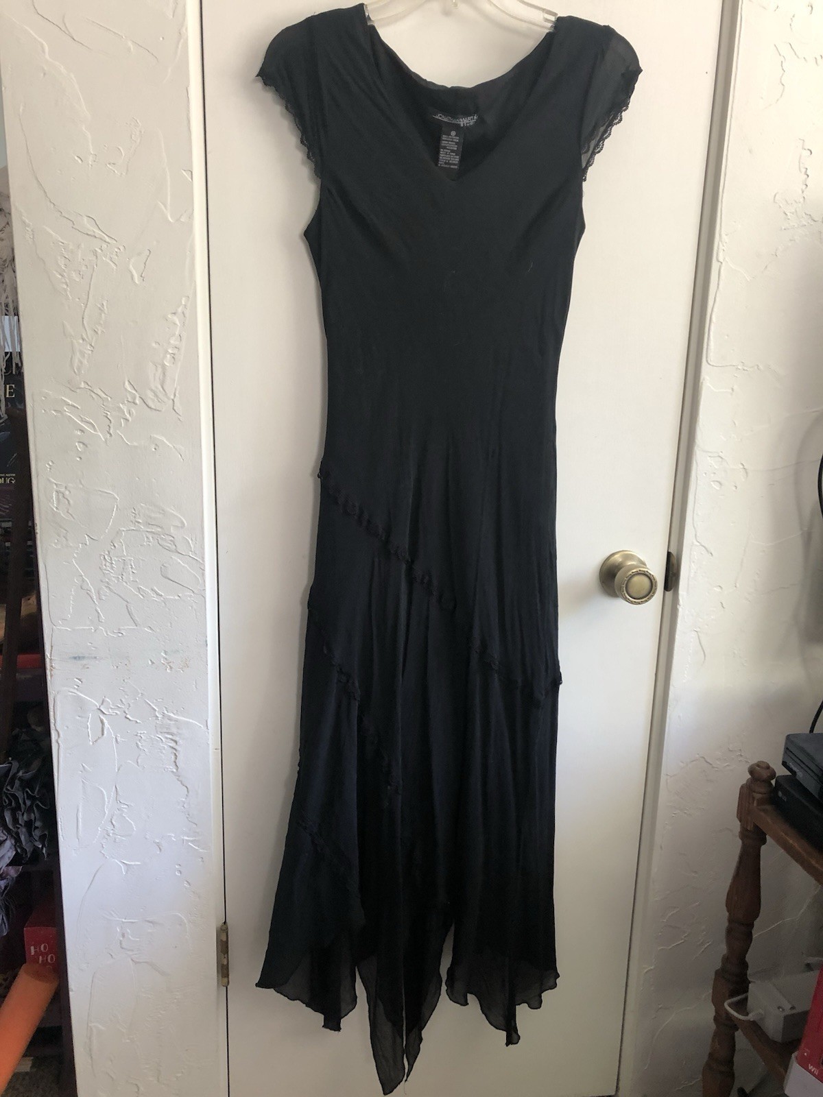 Vintage 100% Silk/Polyester Jonathan Martin Studios Black Dress