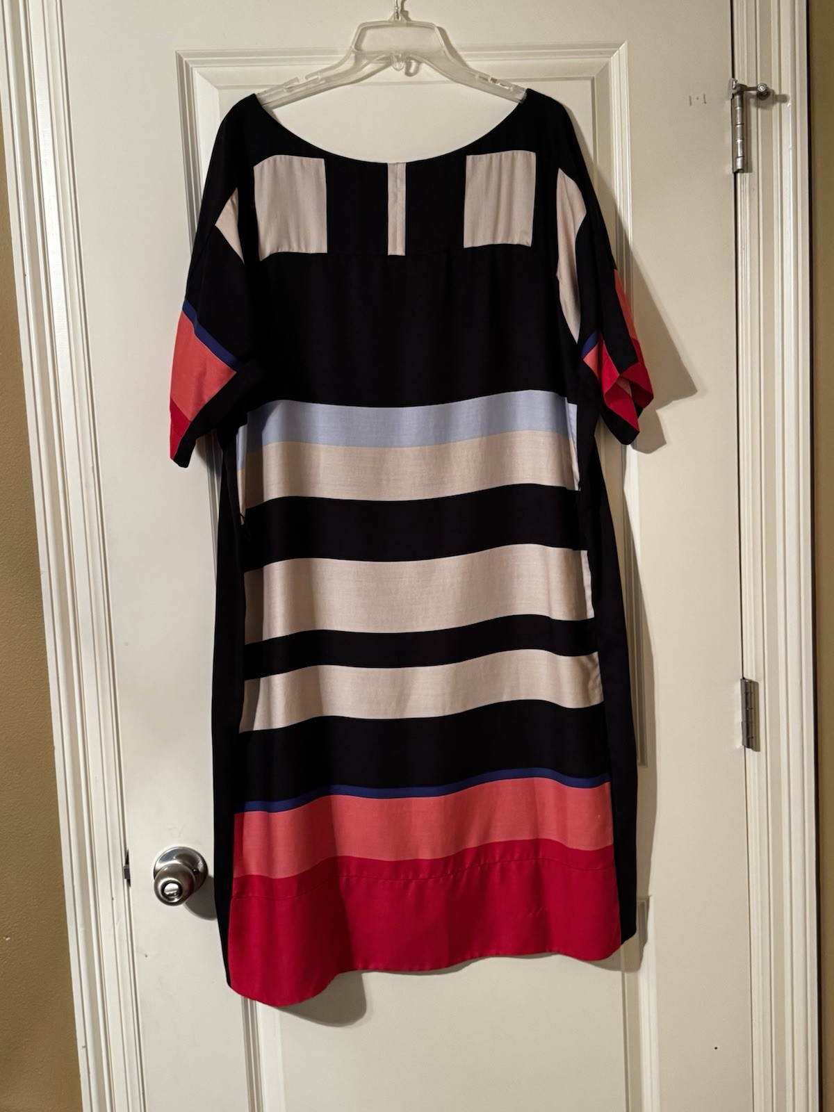 ann taylor colorblock shift dress lined short sleeve round neck knee length xxl