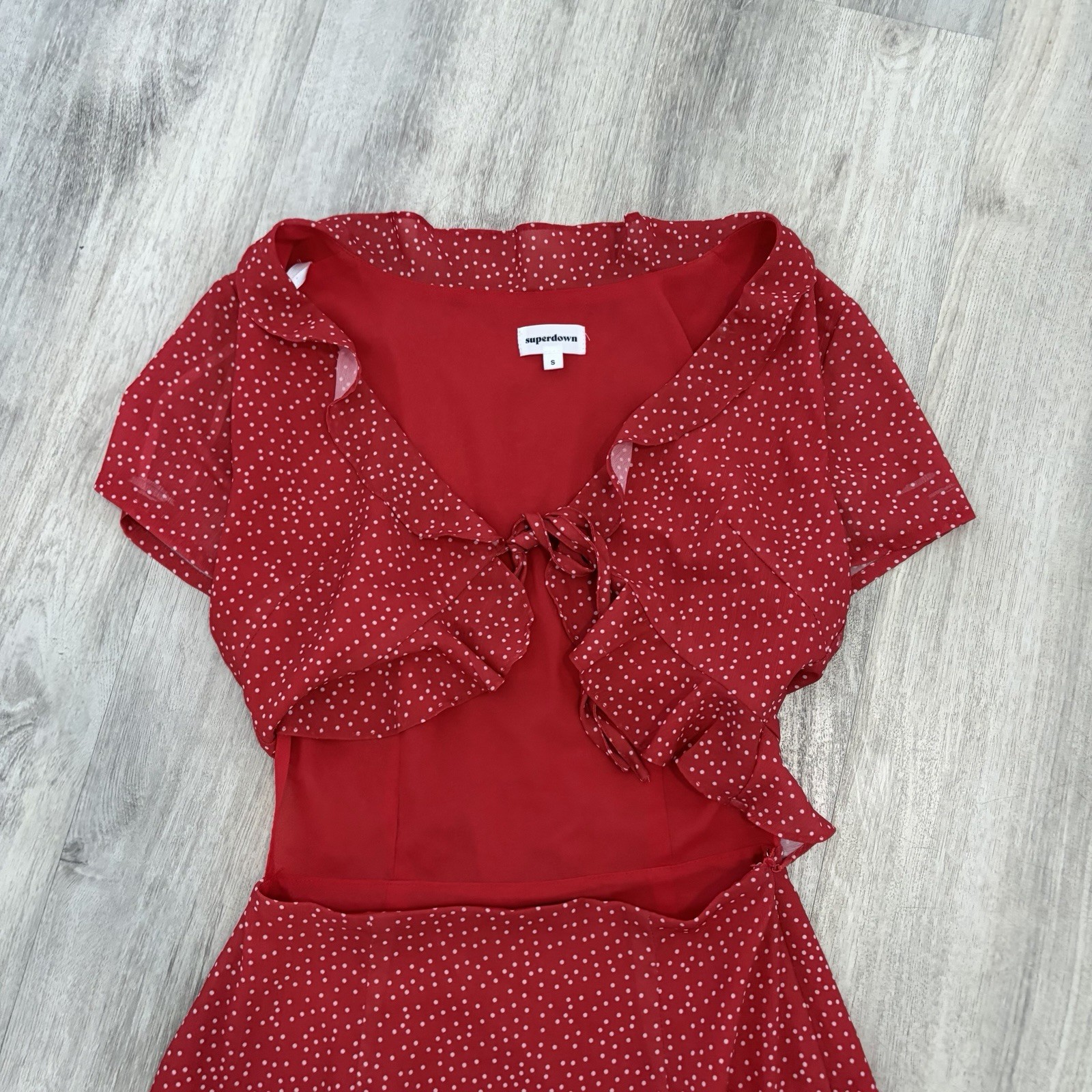 Superdown Mercy Polka Dot Mini Dress Red Cut-Out Revolve Womens S Picnic Flaw