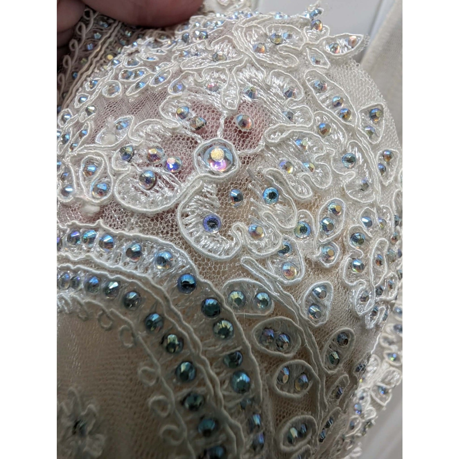 Dancing Queen Short Prom Hoco Formal Dress White Blue Iridescent Rhinestones M